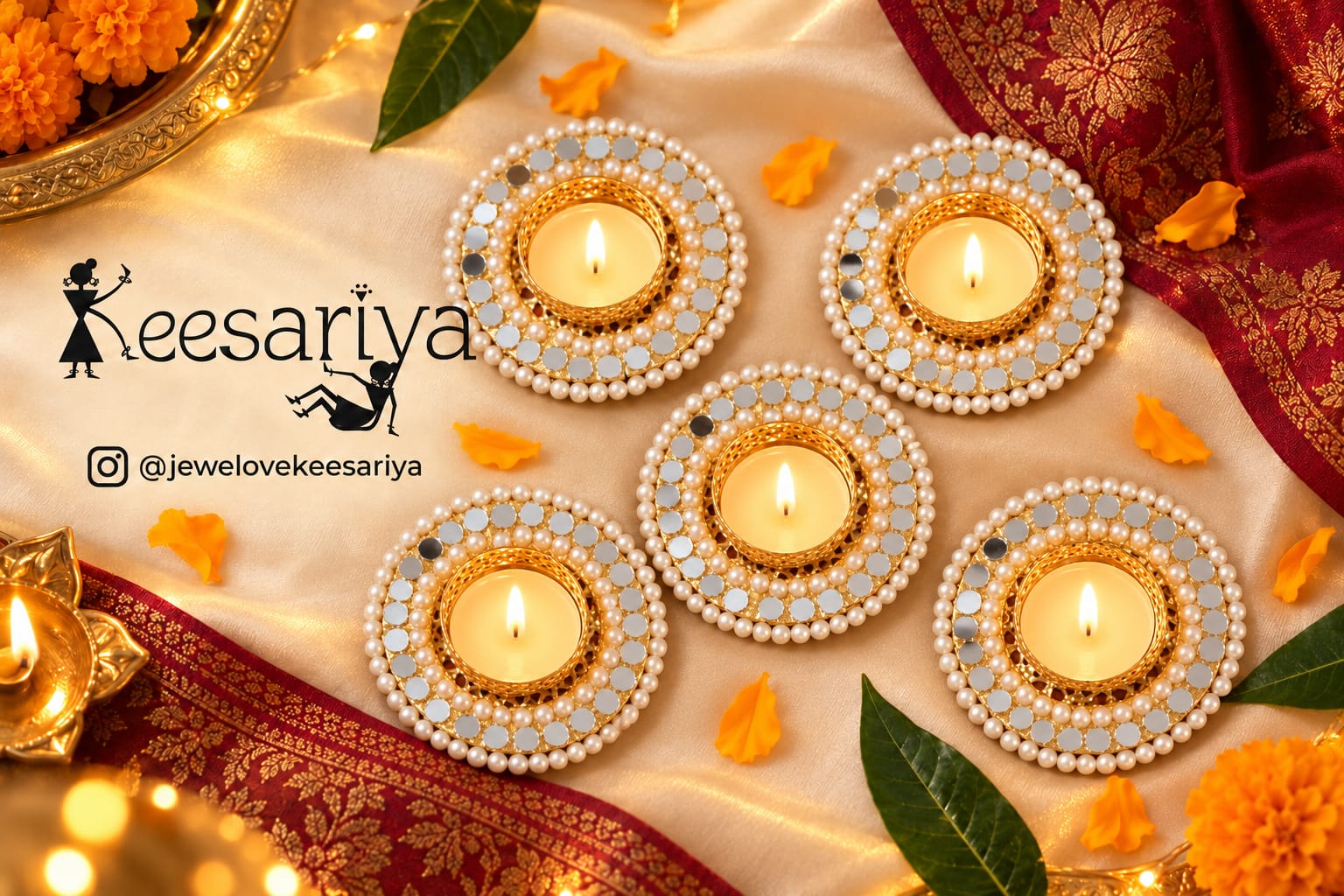 STARLIT DECORATIVE 3/5 DIYA SET [ With 3/5WAX TEALIGHTS ]