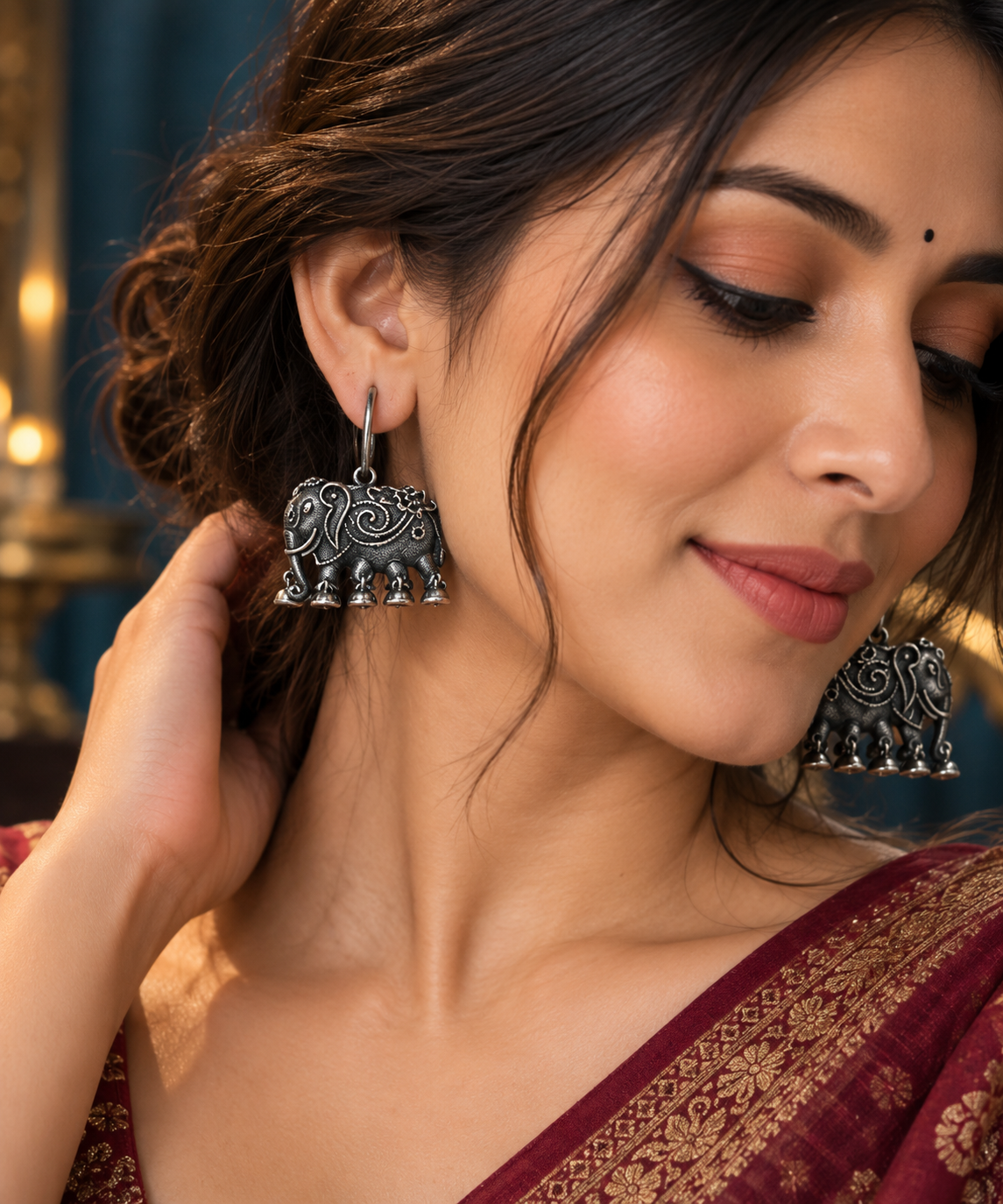 Chandrika Oxidized Jhumki Earrings