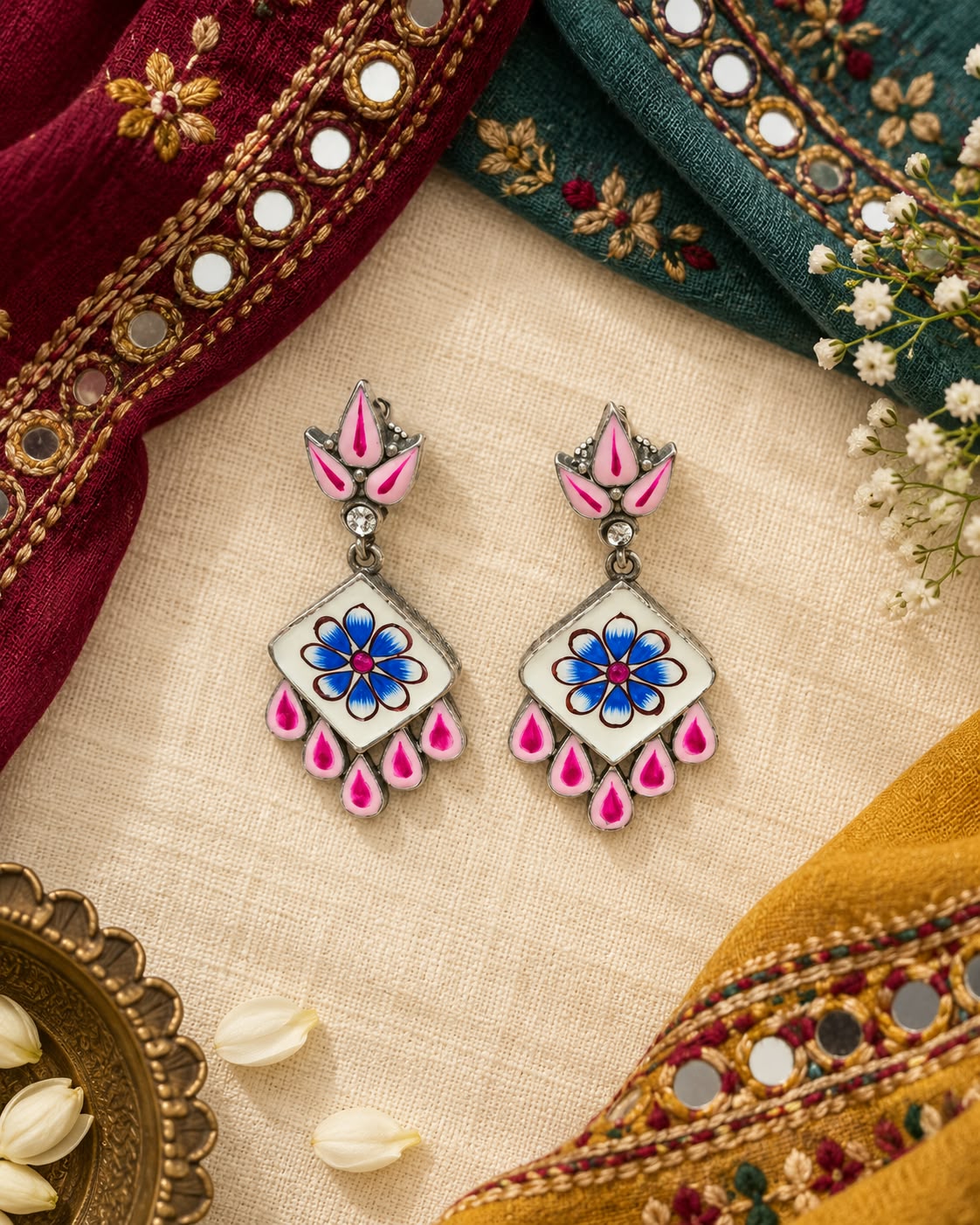 Rajasthani Meenakari Jhumki Earrings
