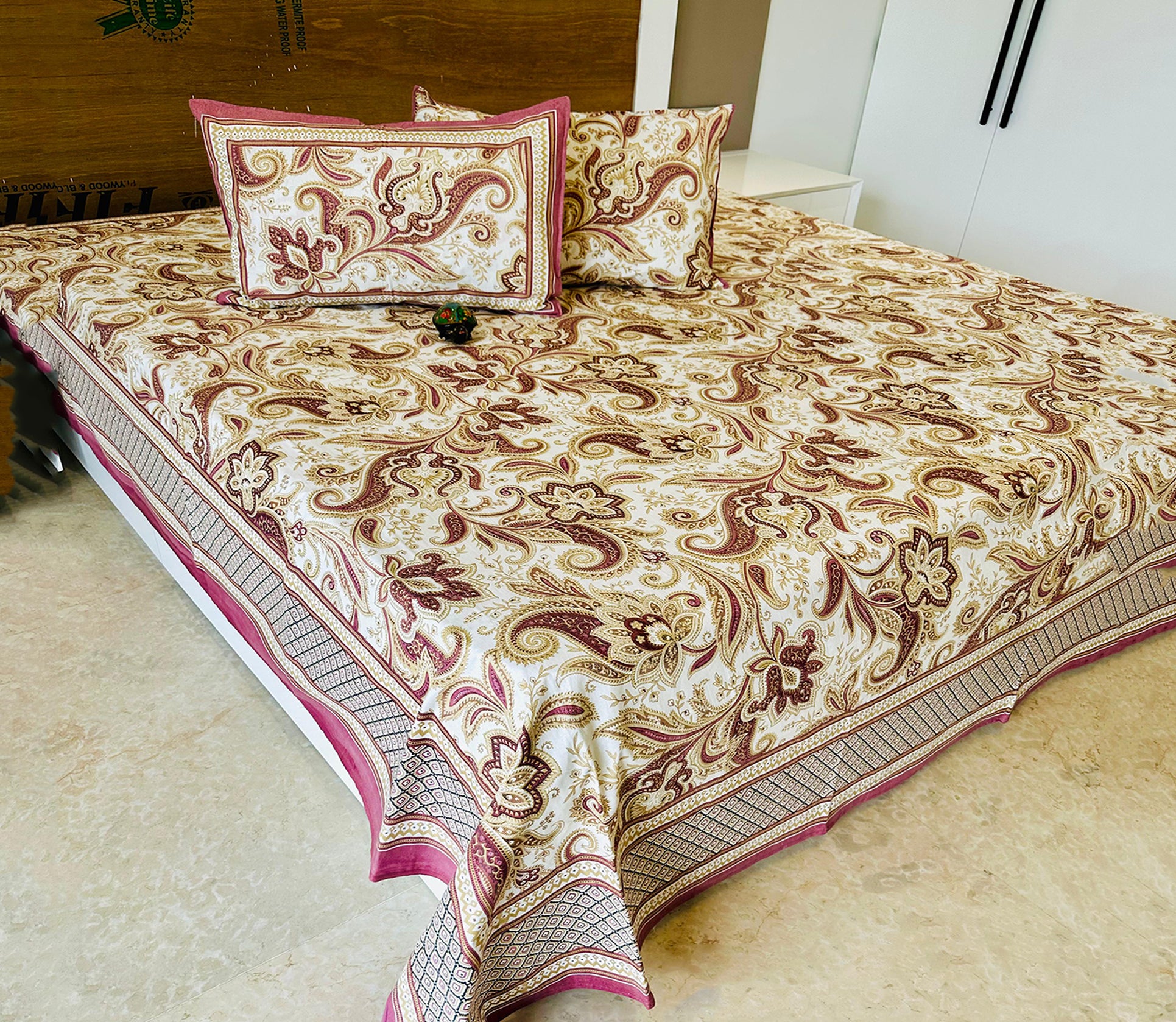 CloudLuxe  100% Cotton Double Bed Sheet Set–Jumbo King Size