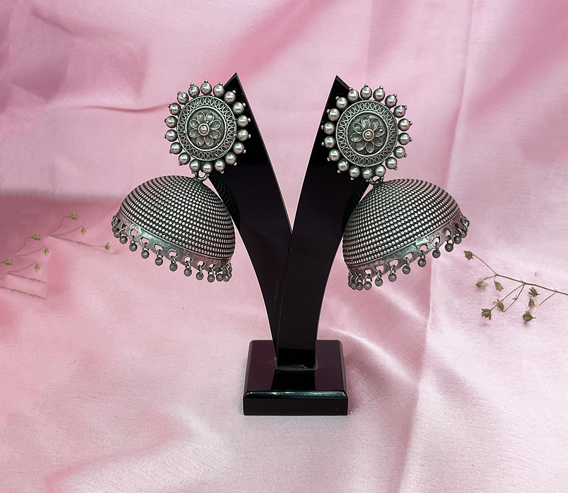 Silver LookAlike  Suryakanti Jhumki Earrings