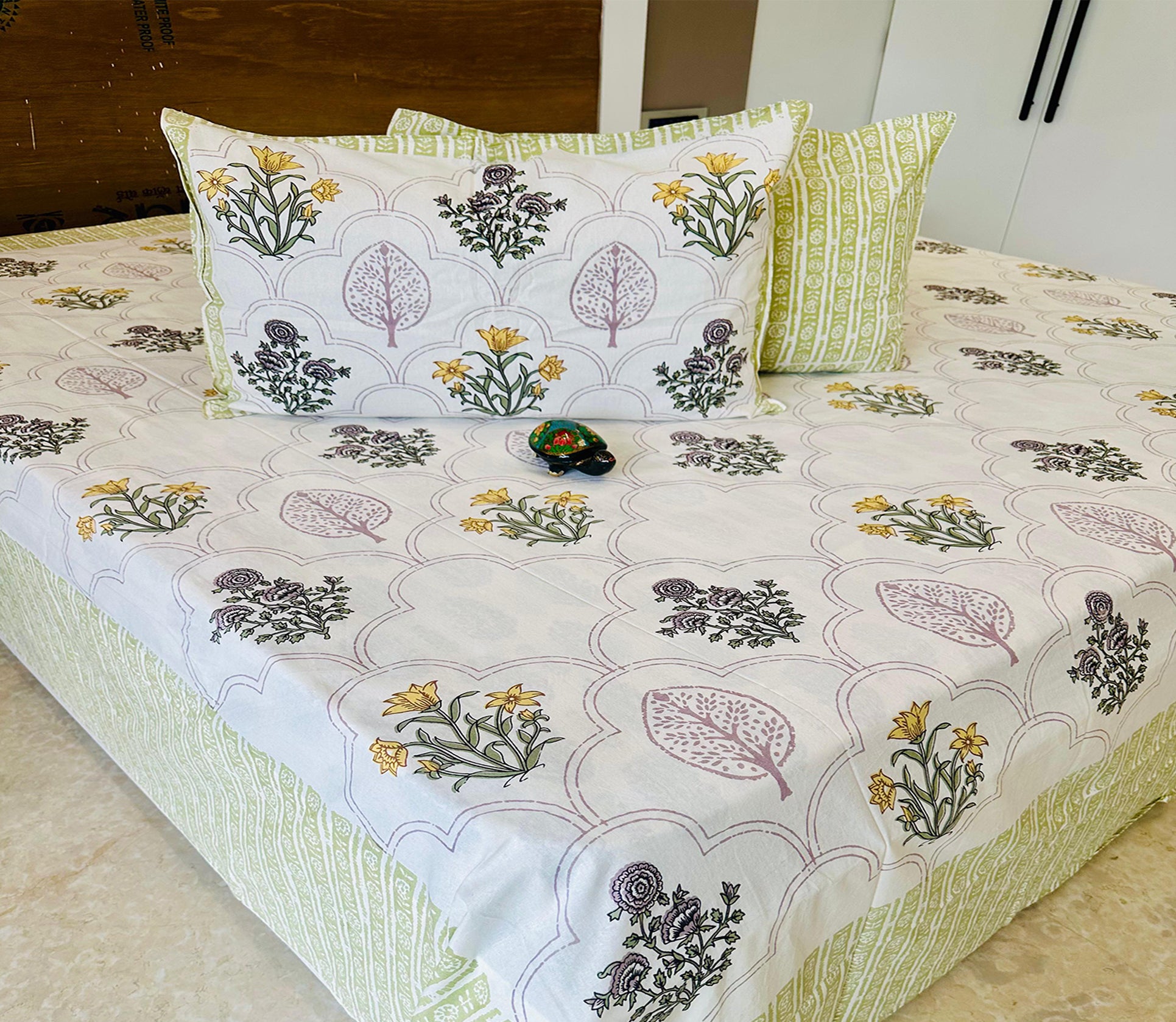 Madhuban Jumbo King Bedsheet Set |110x110 inches | 100% Cotton
