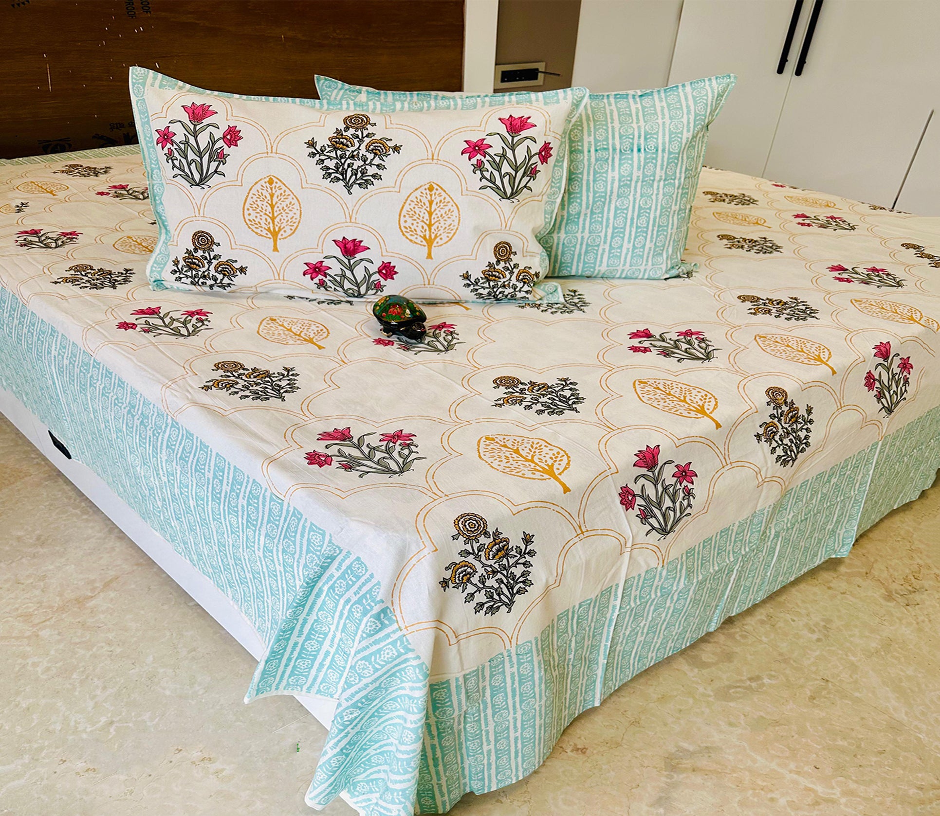 Madhuban Jumbo King Bedsheet Set |110x110 inches | 100% Cotton