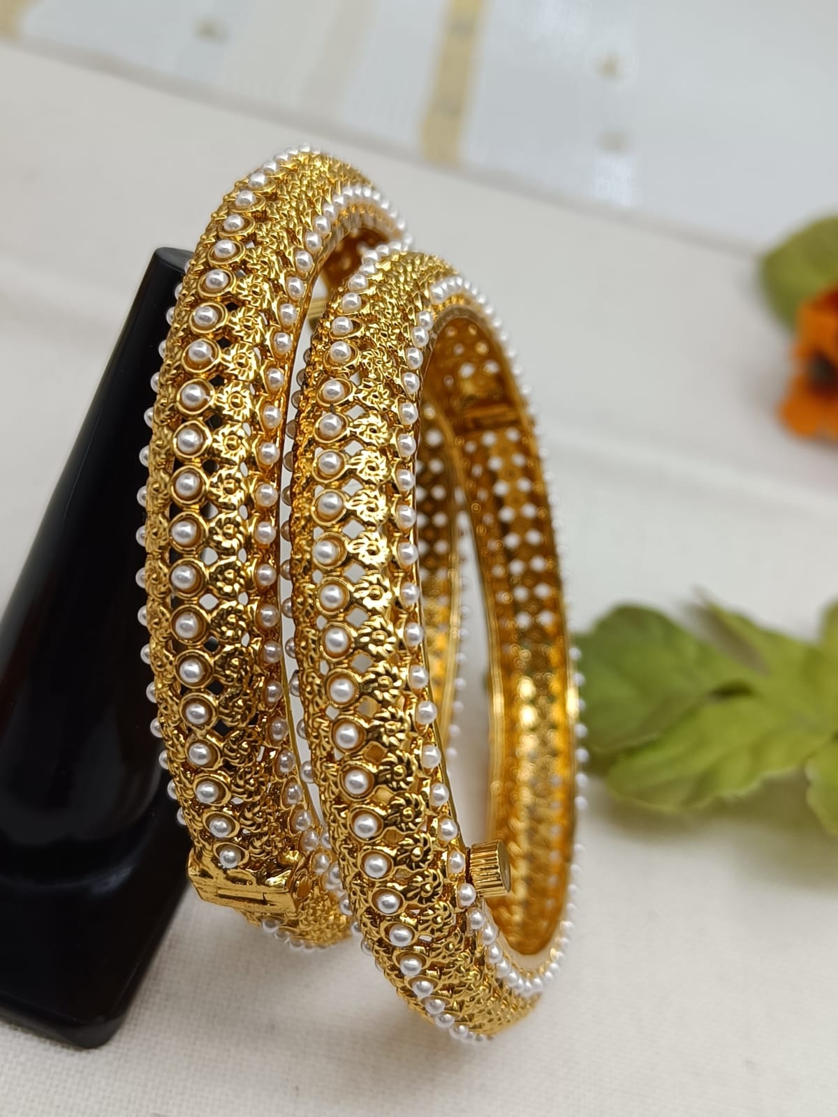 Hemangi Gold Plated Carved Bangle Set