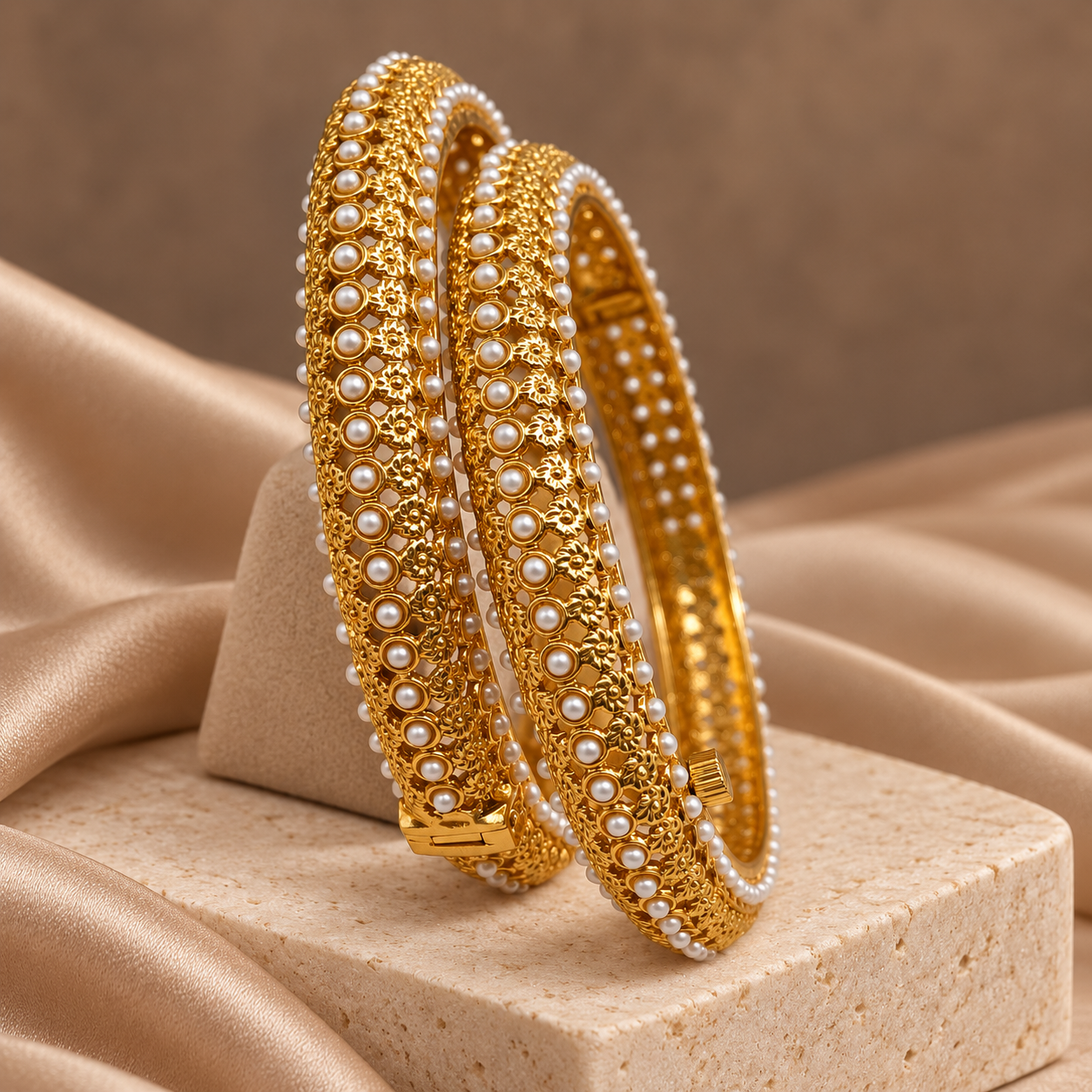 Hemangi Gold Plated Carved Bangle Set