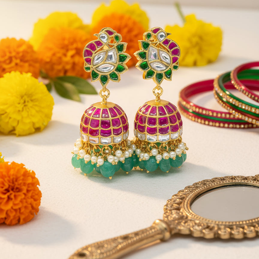 Meenakshi Jadau Kundan Jhumka Earring