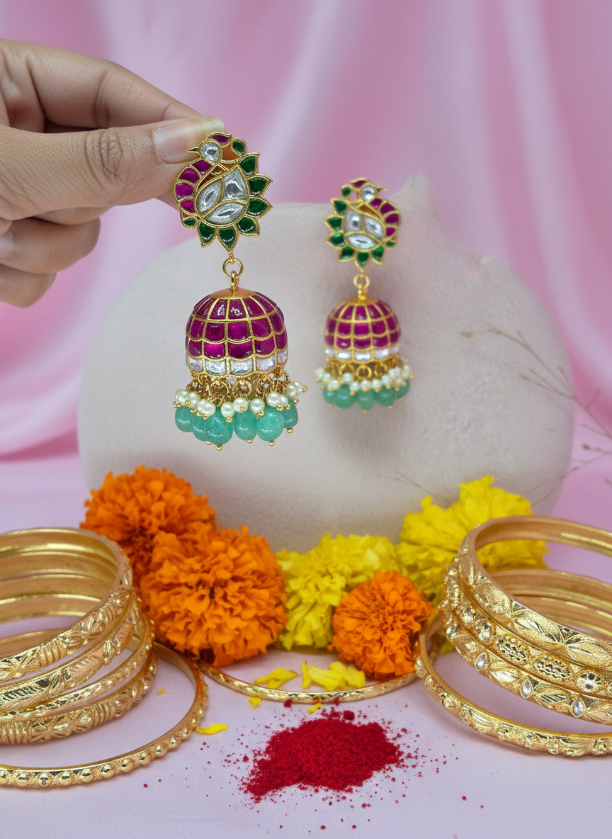 Meenakshi Jadau Kundan Jhumka Earring