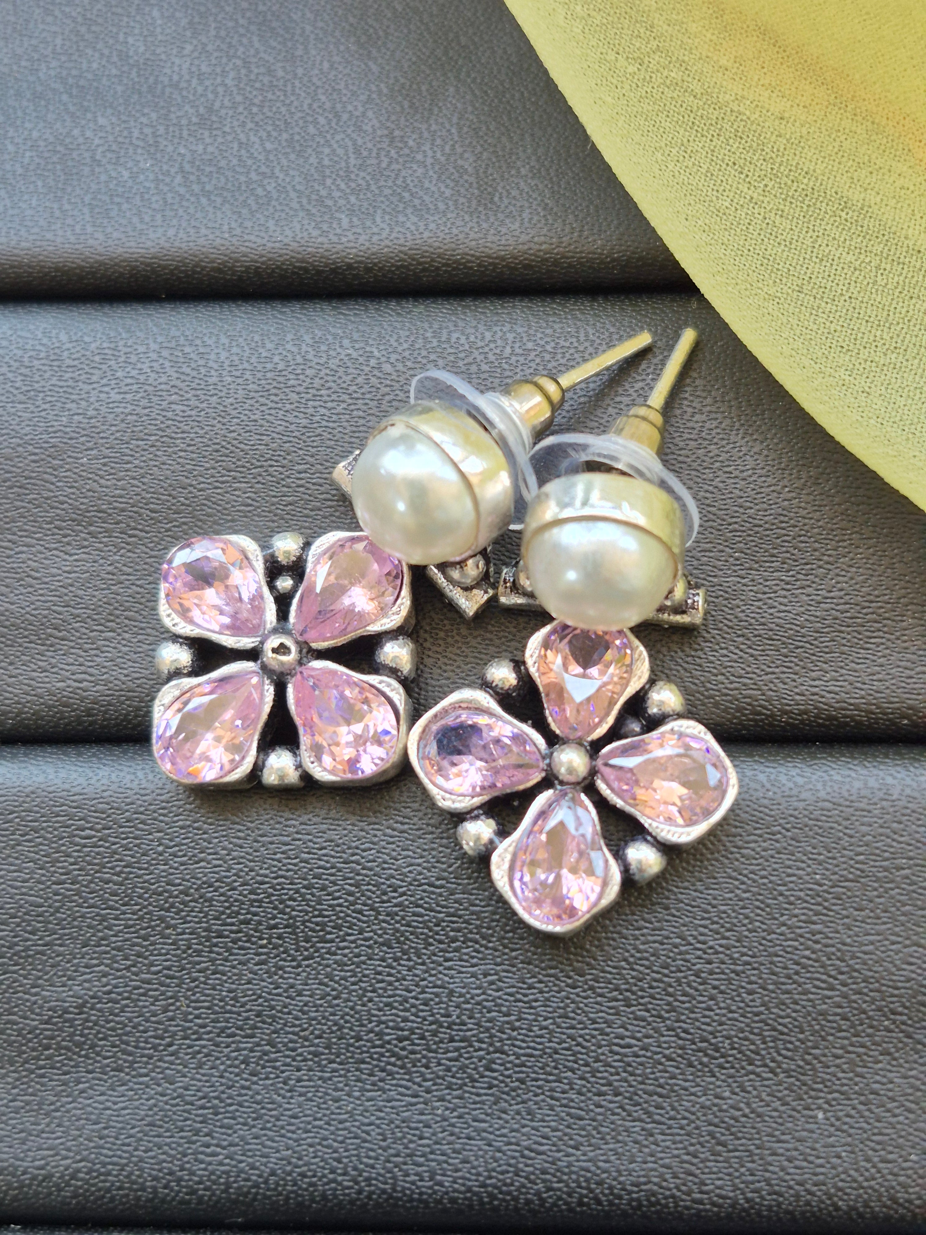 Mona Glaze German Silver Earrings
