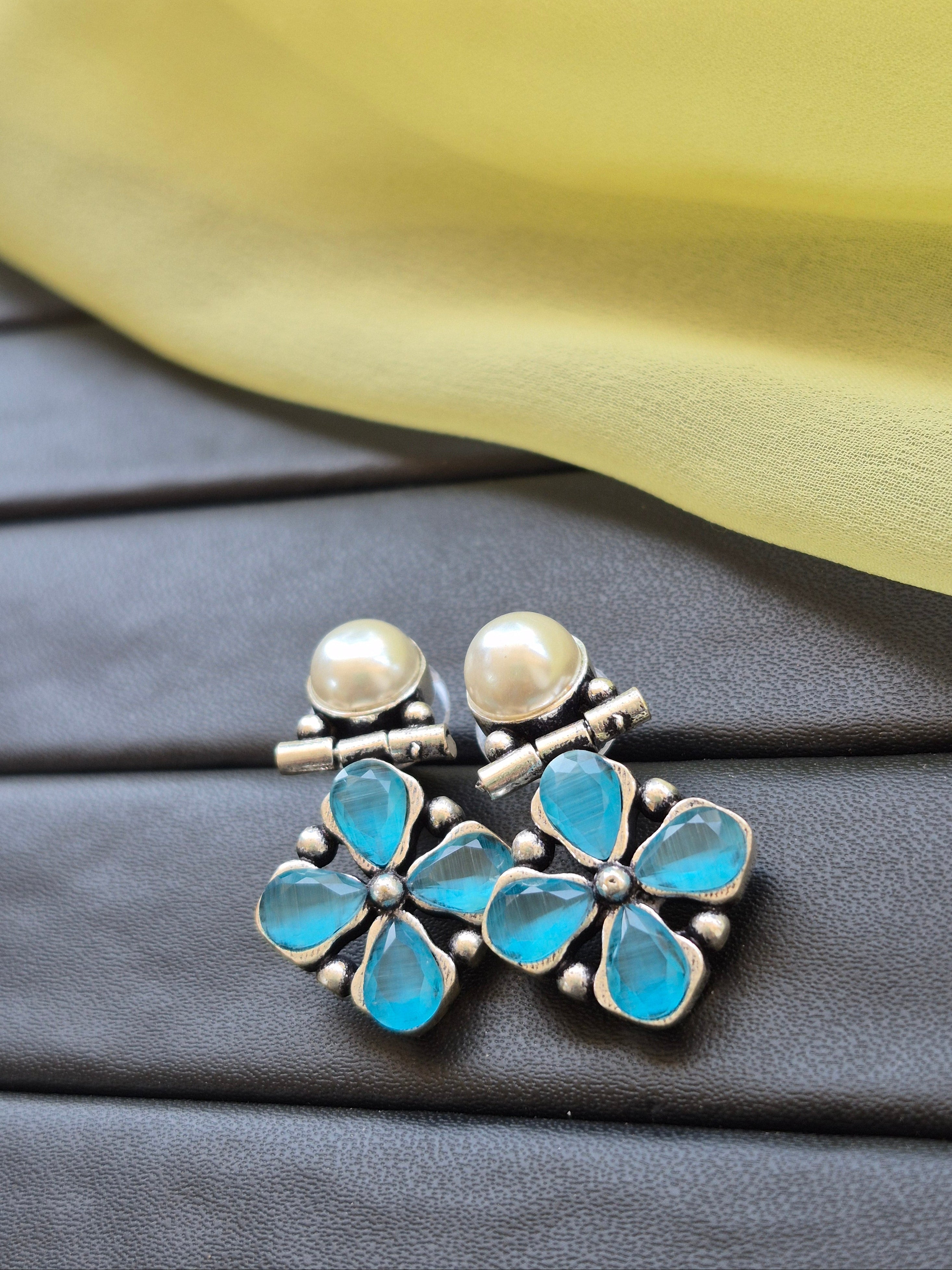 Mona Glaze German Silver Earrings