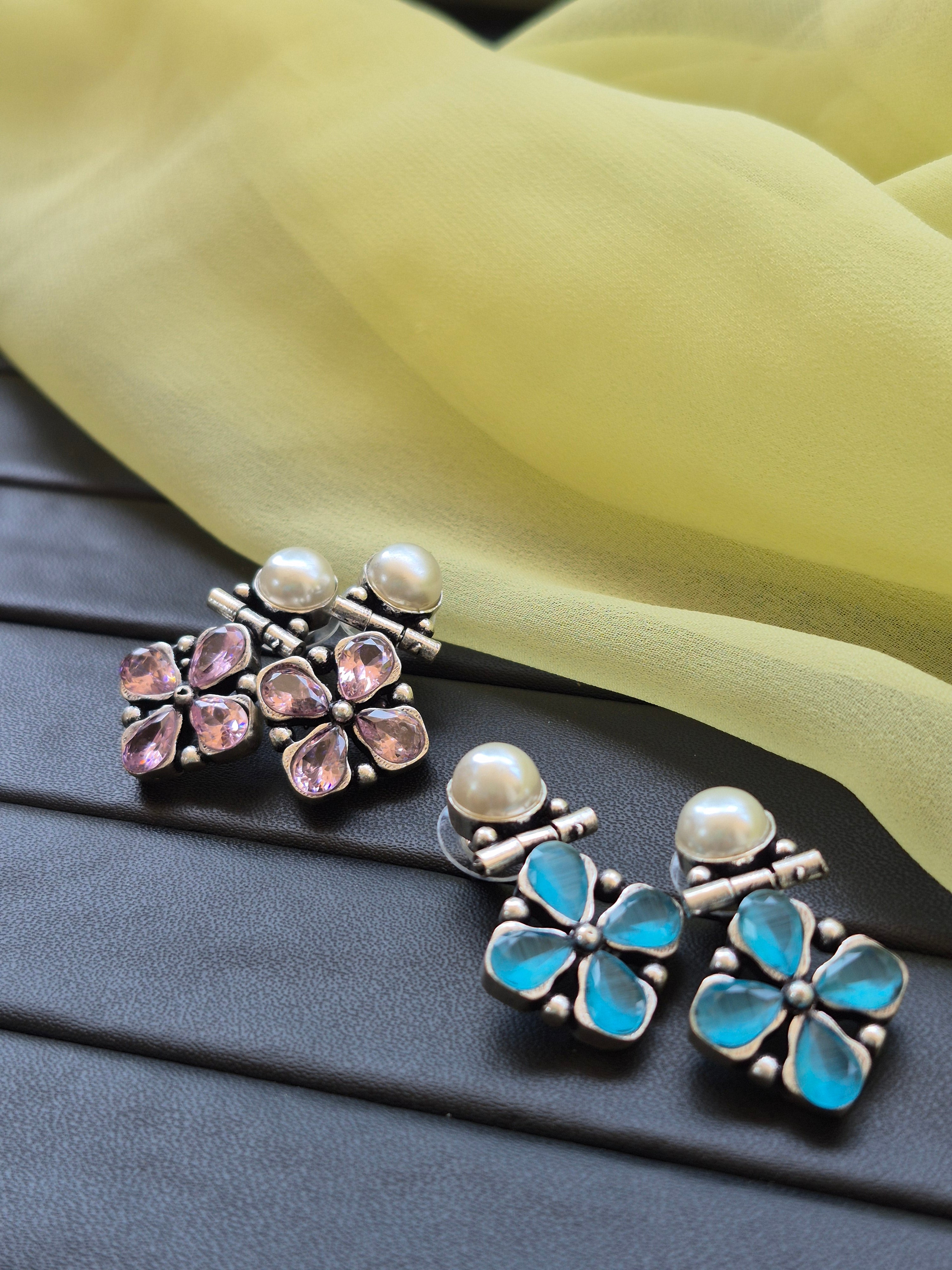 Mona Glaze German Silver Earrings