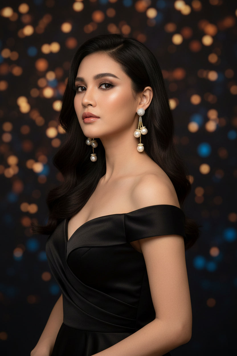 Moonlit 3 Pearl Drop Earrings