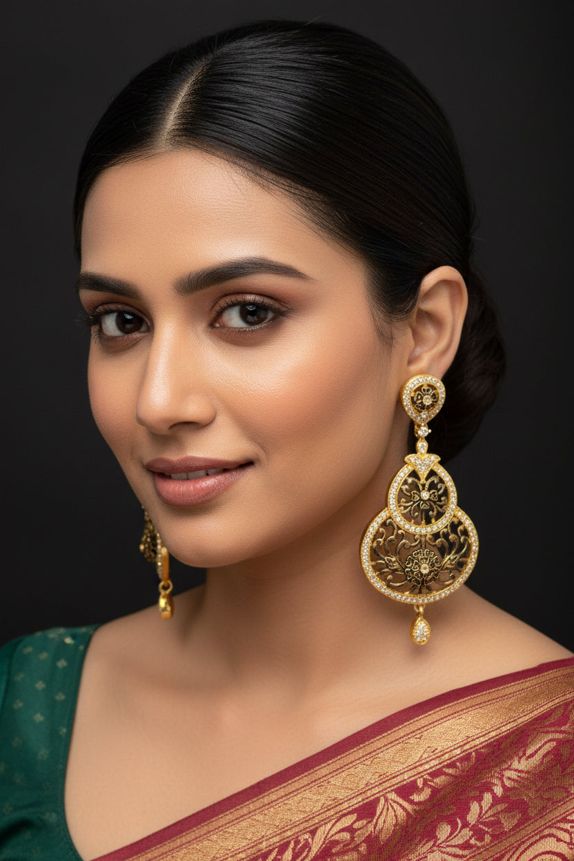 Zeenat Antique AD Earrings
