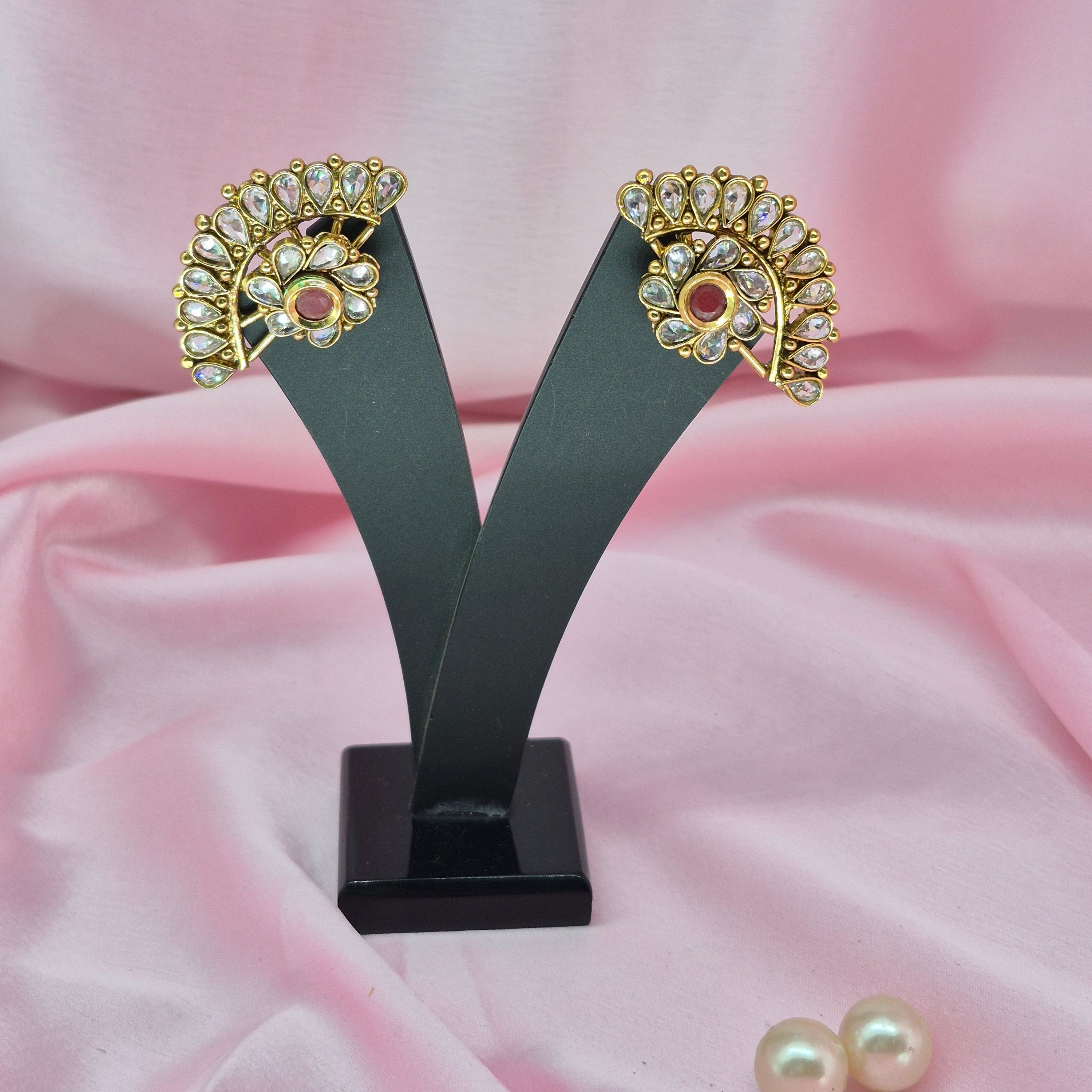 Ruhani Kundan Earcuffs 2 in 1 [Earrings]