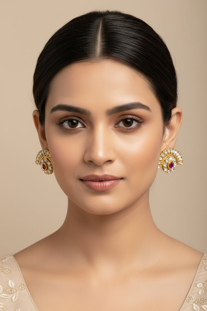Ruhani Kundan Earcuffs 2 in 1 [Earrings]