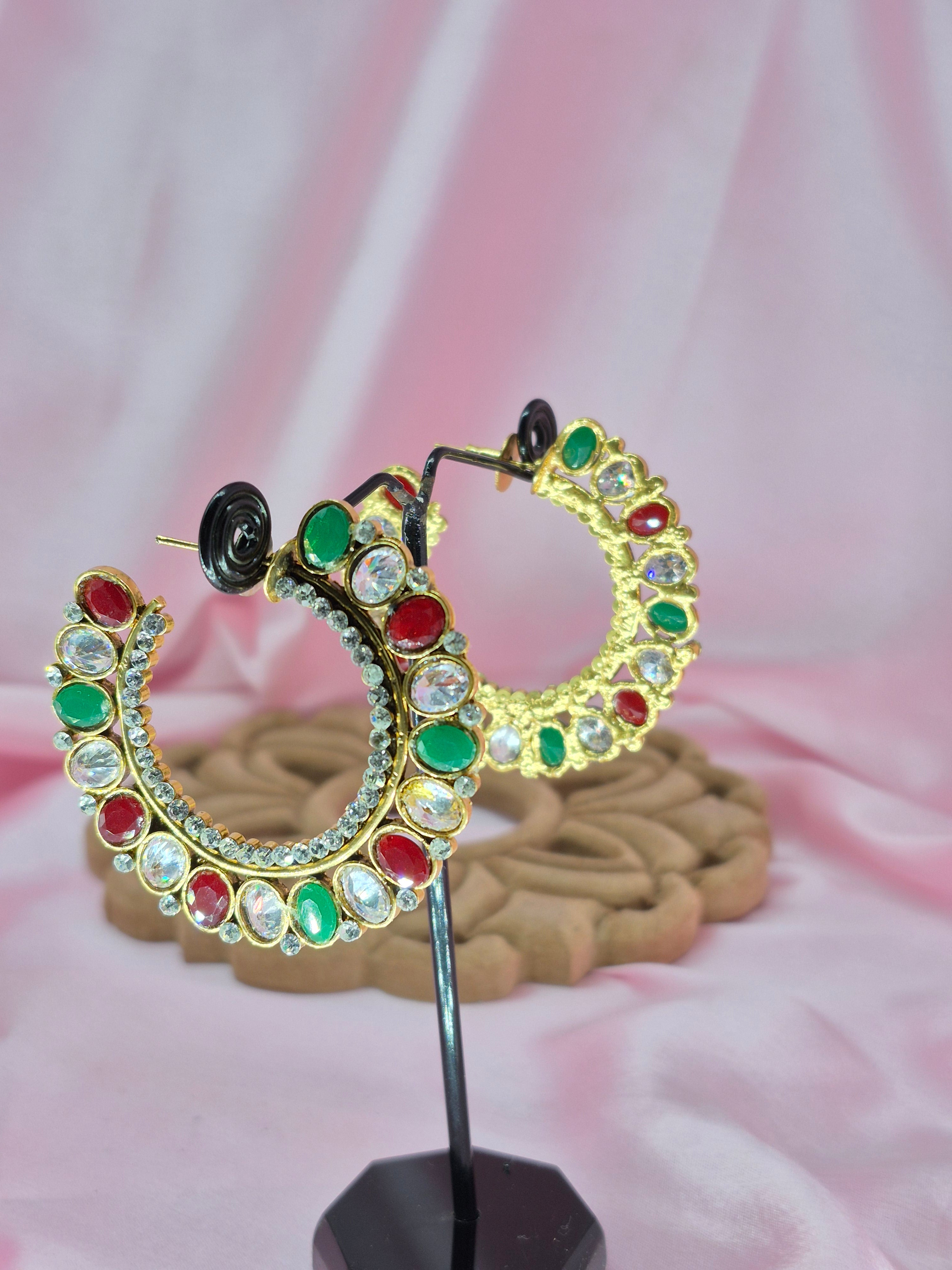 Rajsi Kundan Pachhi Earrings