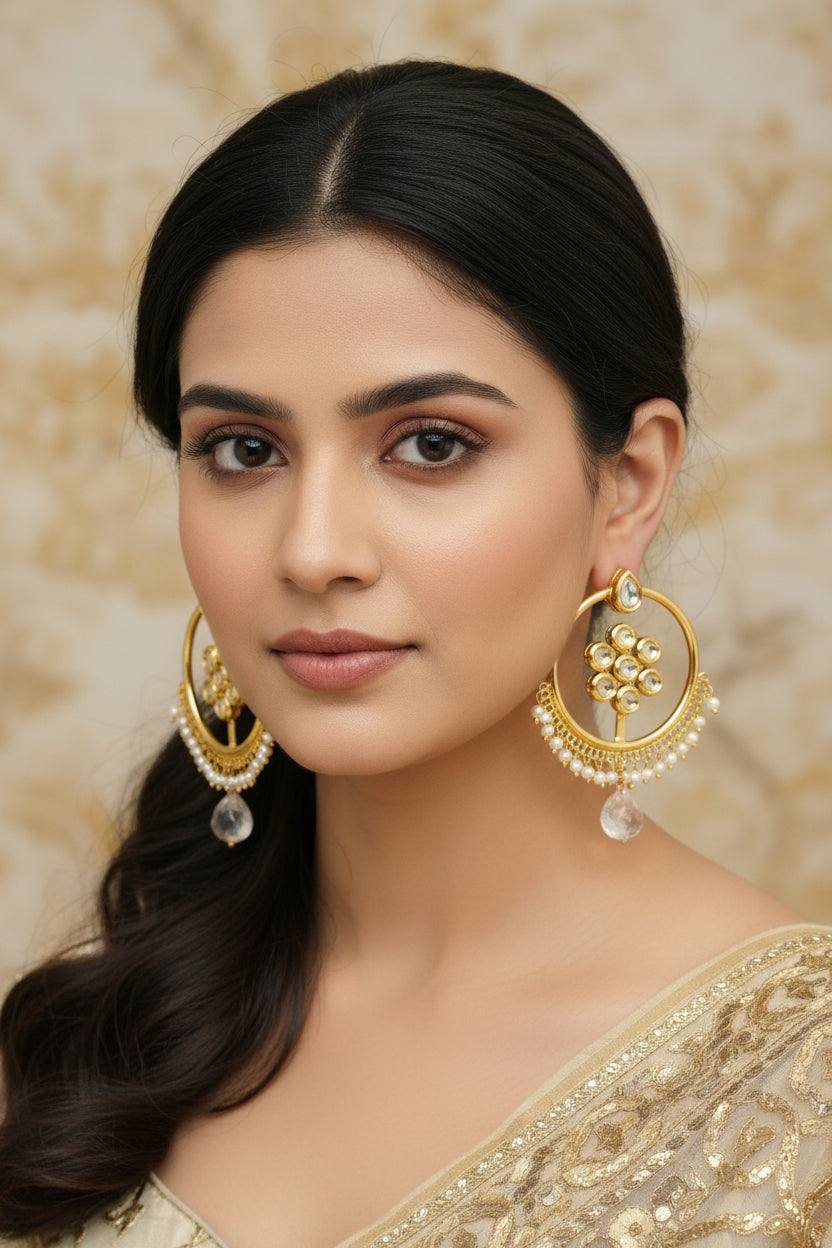 Kundan Chandbali Imitation Earrings