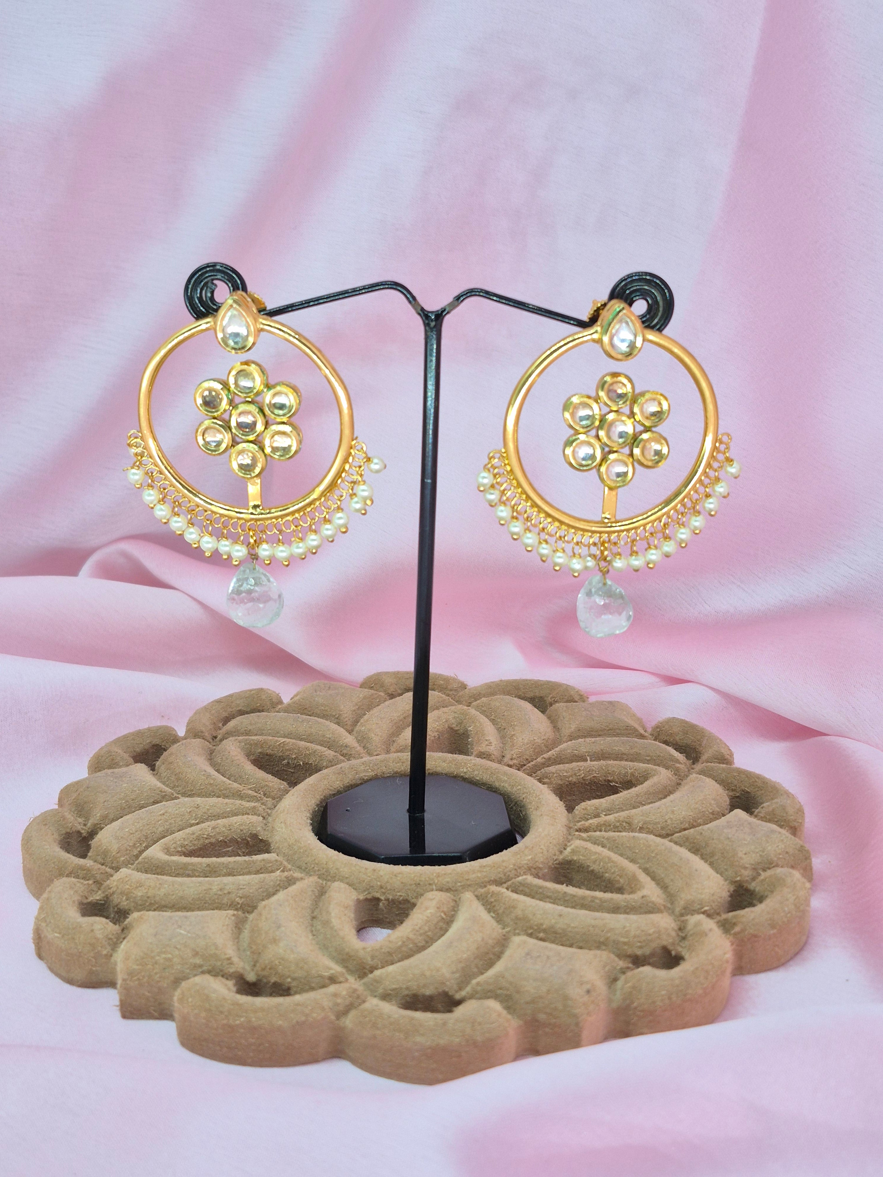 Kundan Chandbali Imitation Earrings