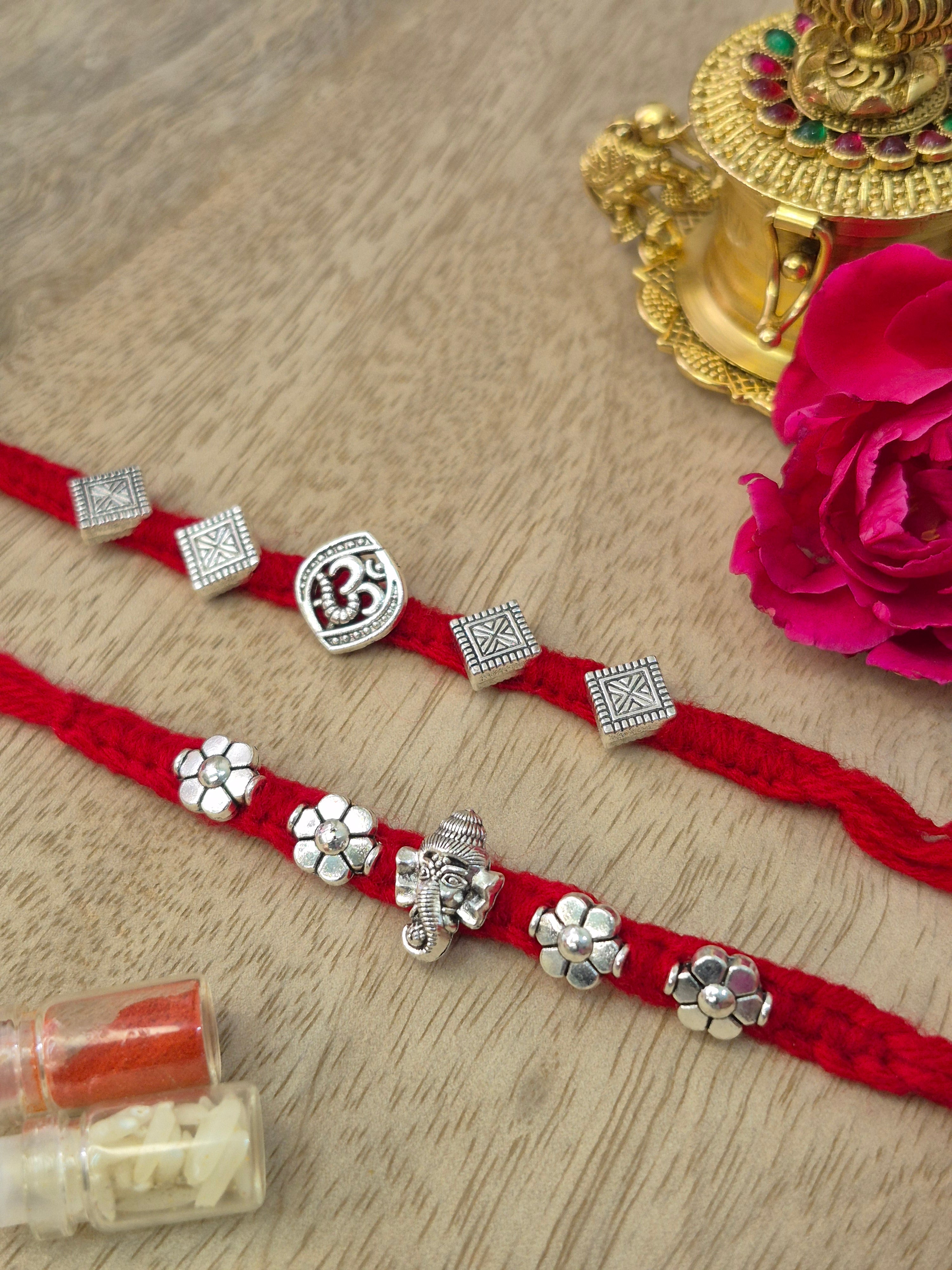 Silver Rakhis (Combo of 4)