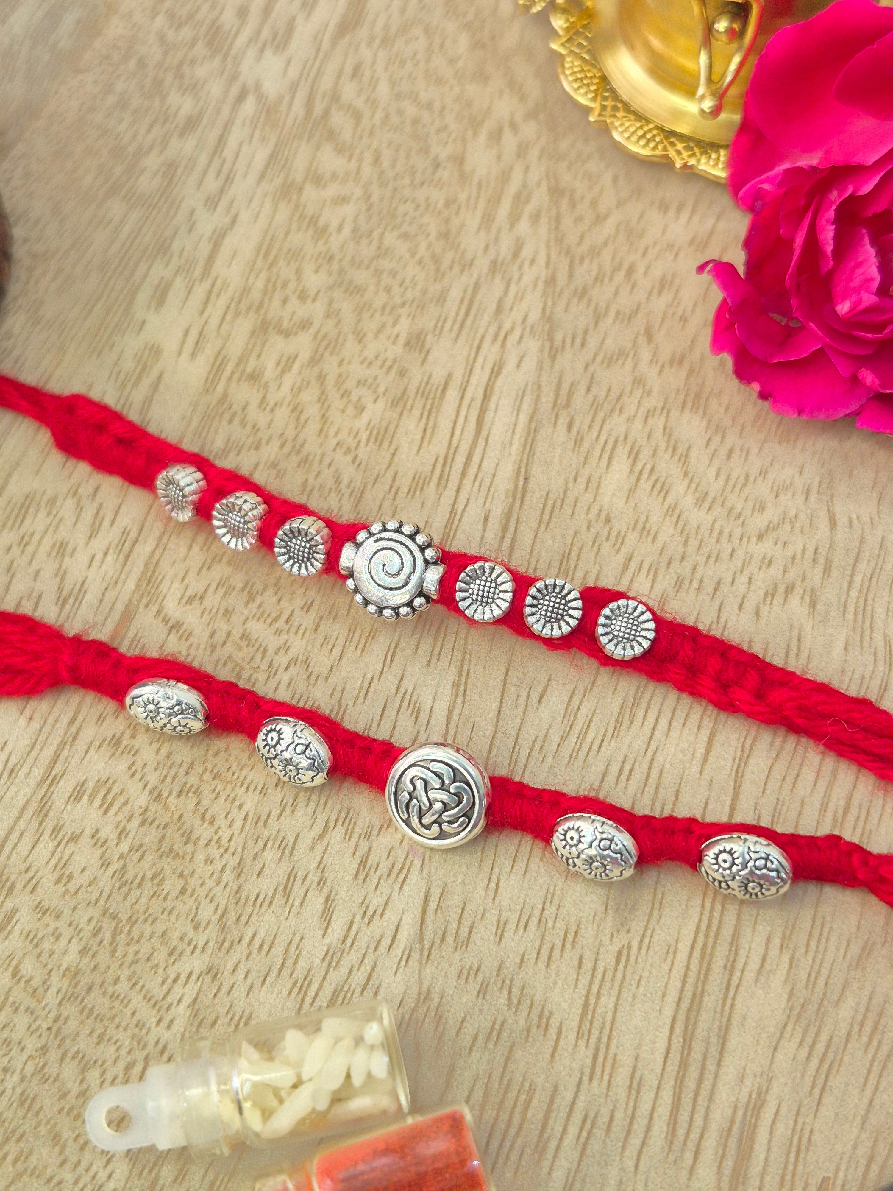 Silver Rakhis (Combo of 4)