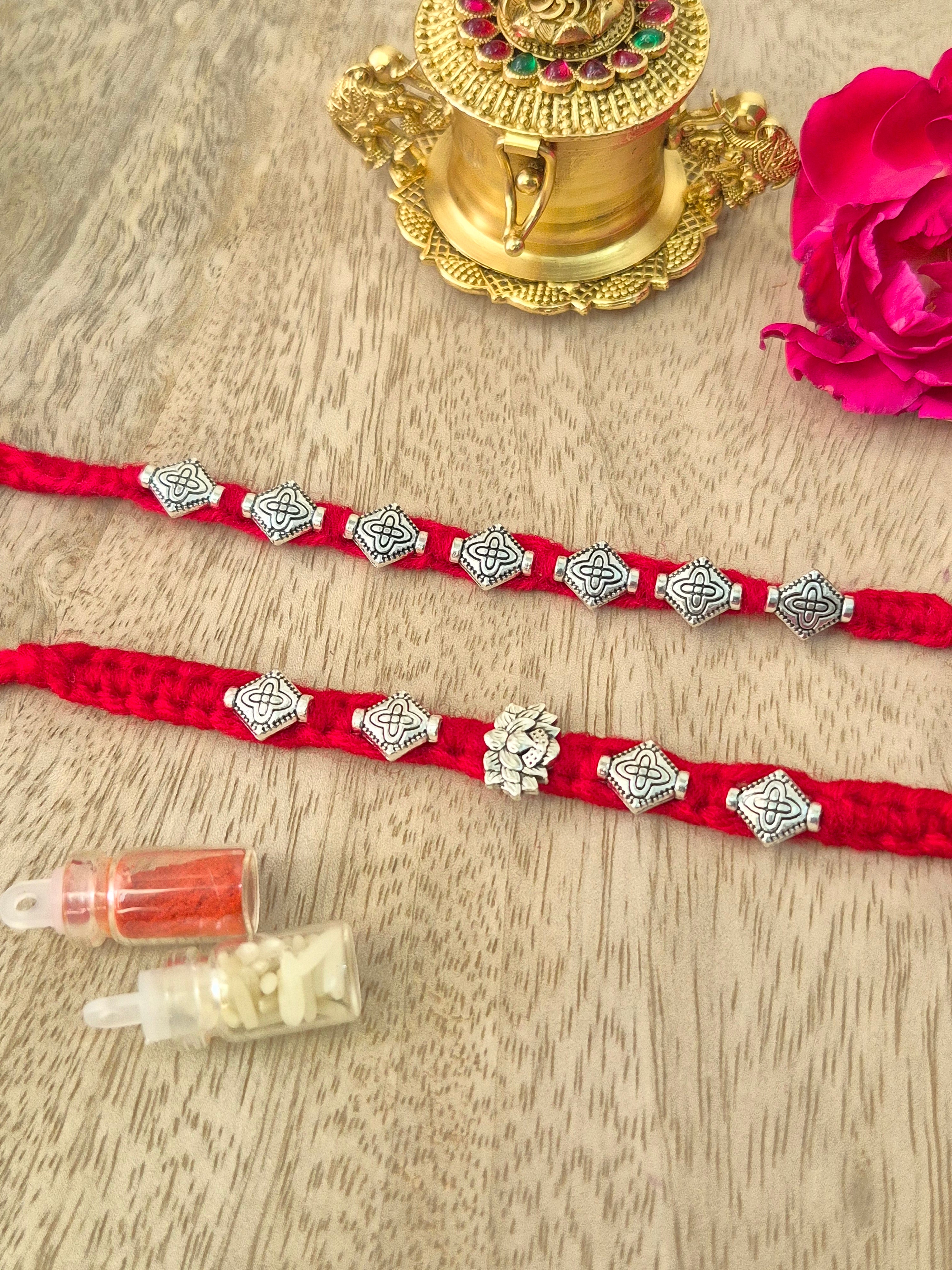 Silver Rakhis (Combo of 4)