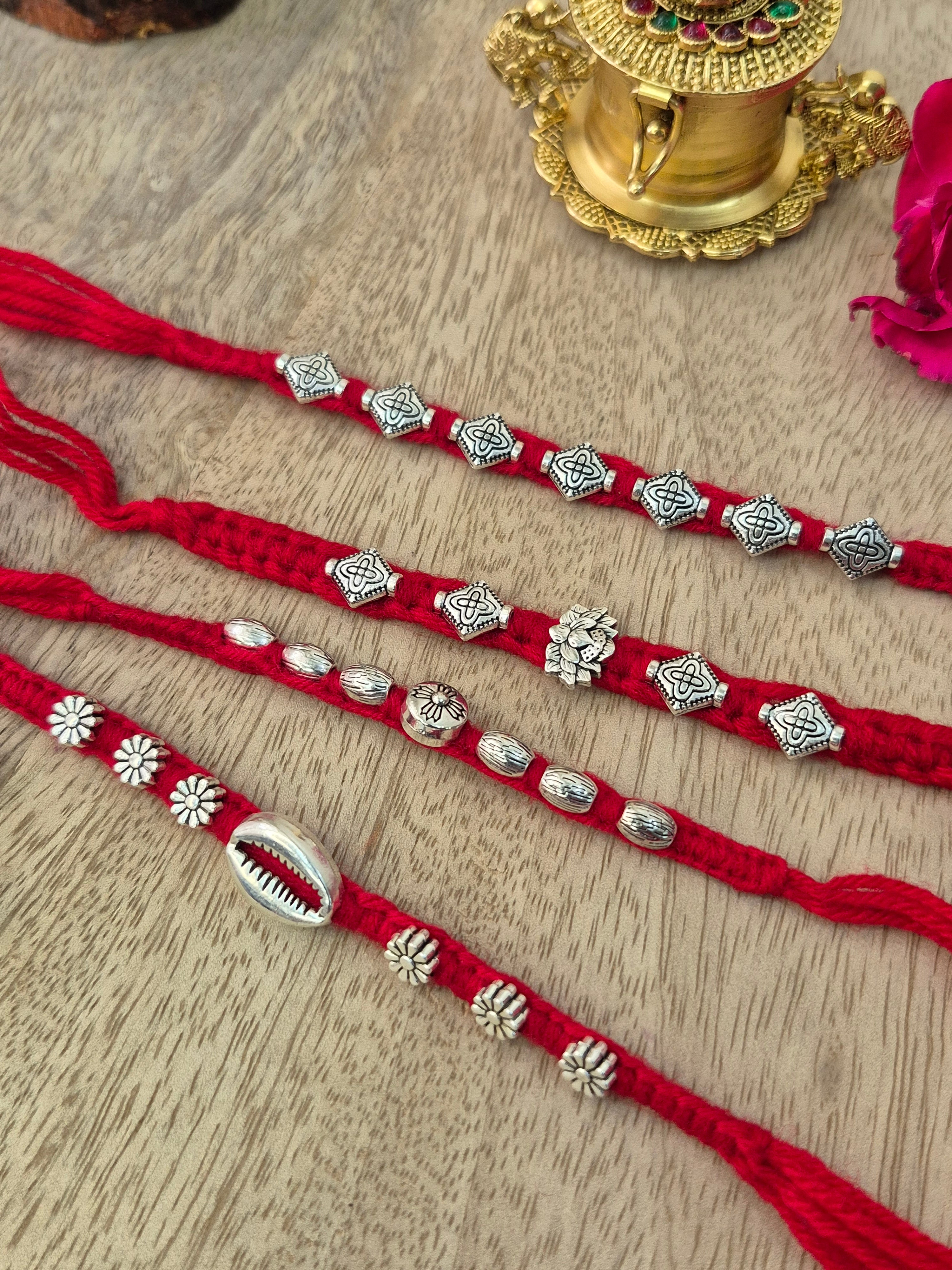 Silver Rakhis (Combo of 4)