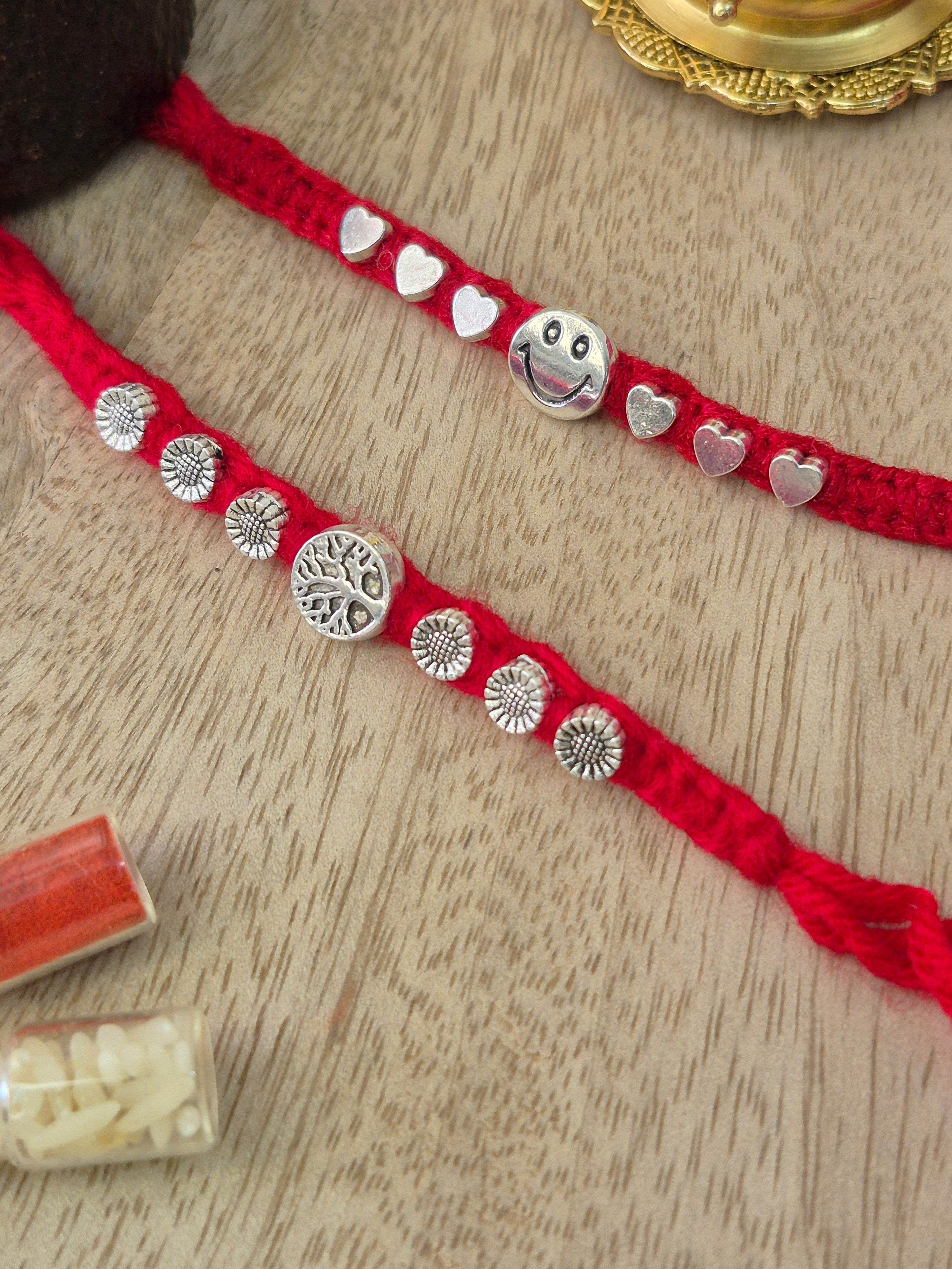 Silver Rakhis (Combo of 4)