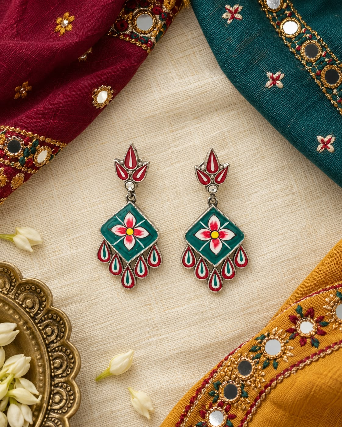 Darbar Meenakari Jhumki Earrings