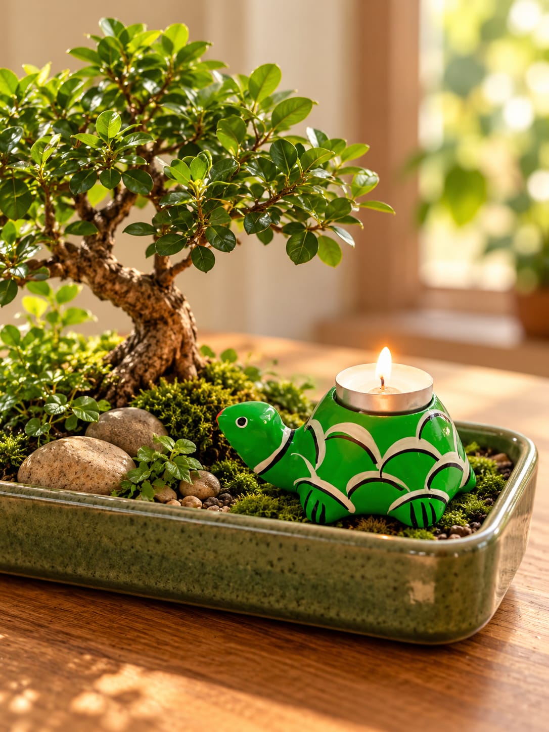 Tortoise Table Paper Mache Candle