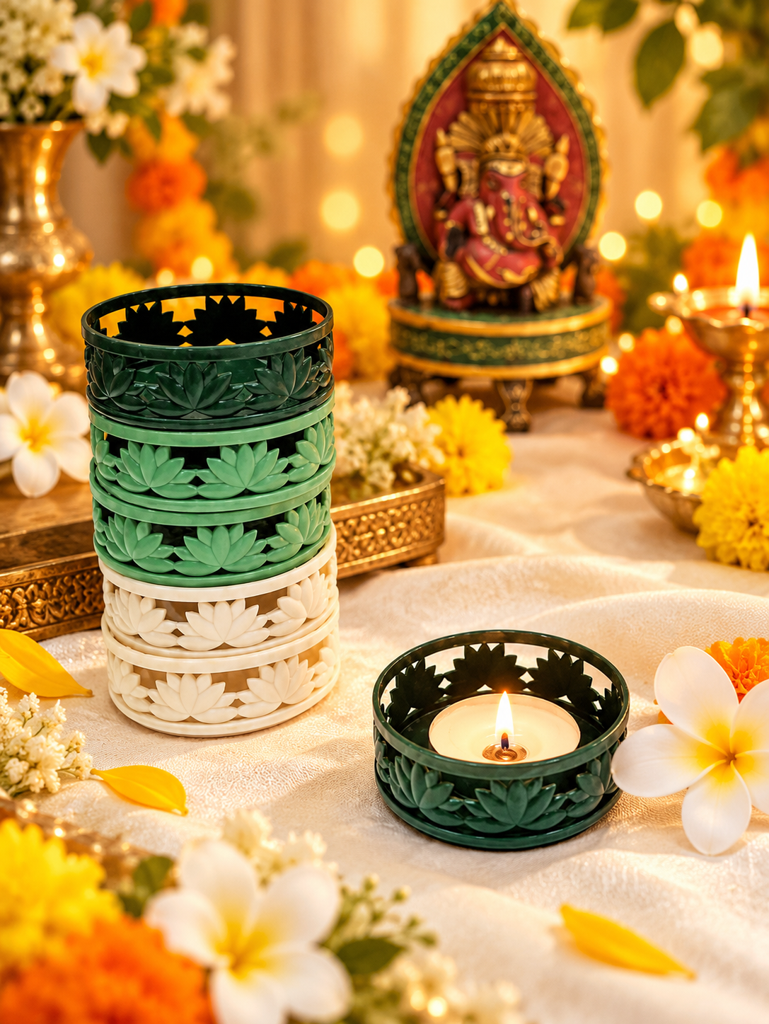 Lotus TeaLight Holder [ Green ] Set of 6 (Copy)