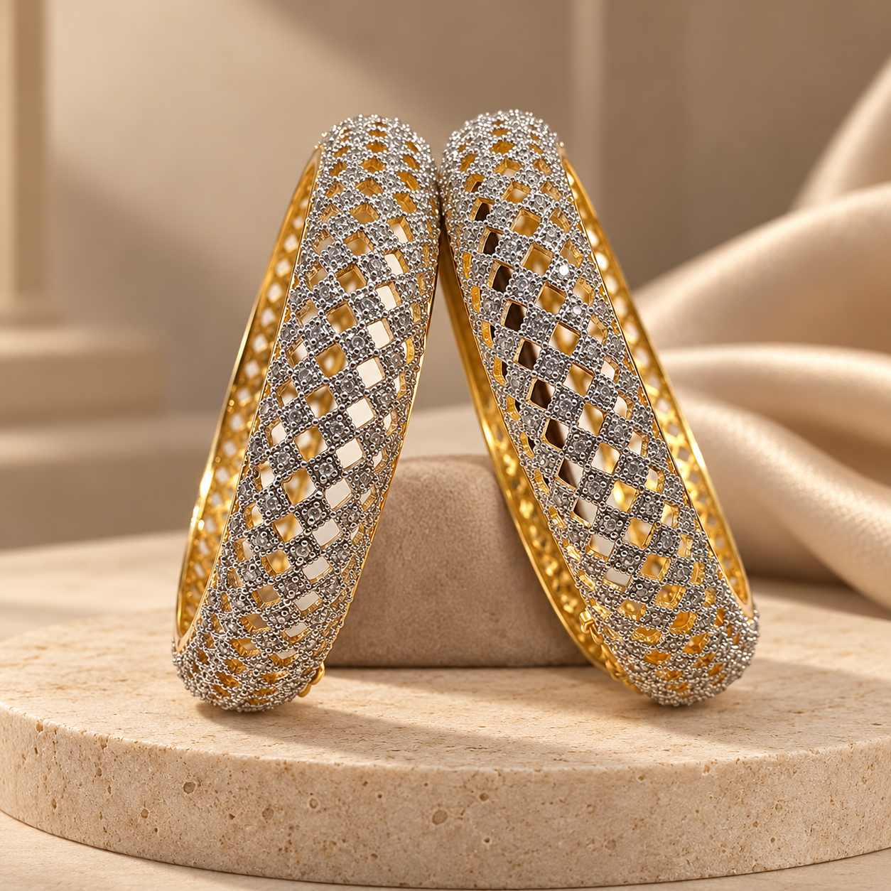 Charulata Gold Plated Carved Bangle Set