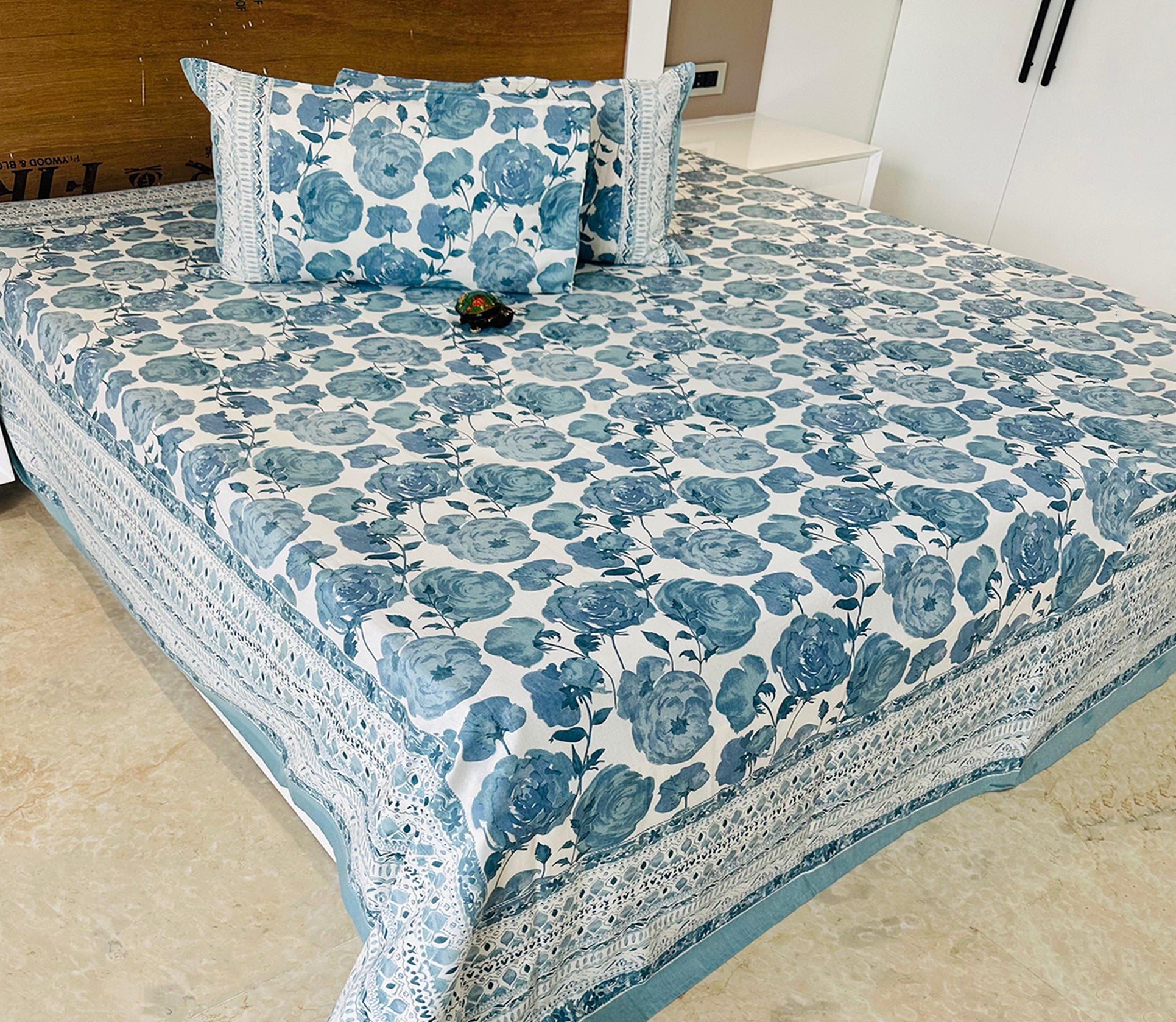 Kusumjali Jumbo King Bedsheet Set |110x110 inches | 100% Cotton