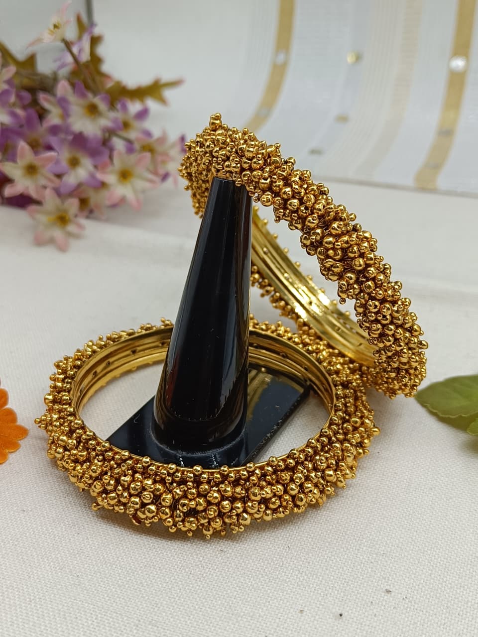 Roopmanjari Gold Plated Carved Bangle Set