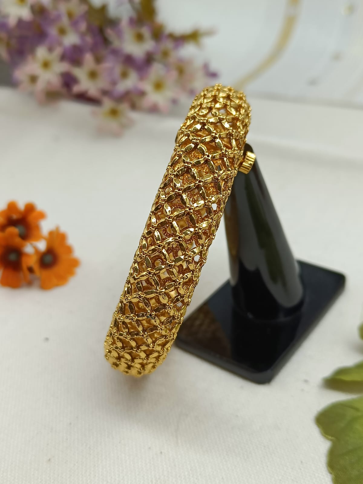 Alankrita Gold Plated Carved Bangle Set