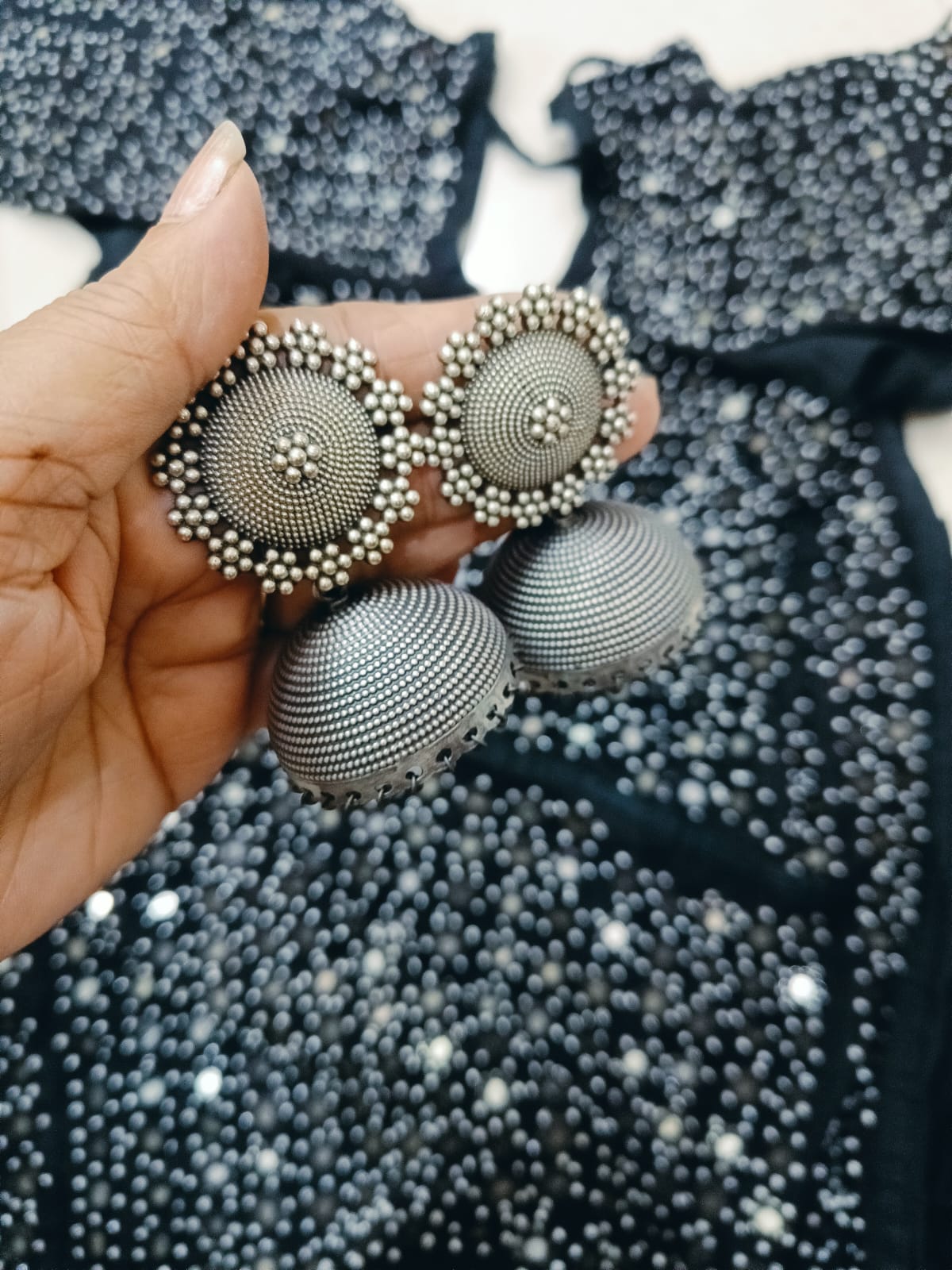 Surya Silver Look Alike Jhumka Earrings