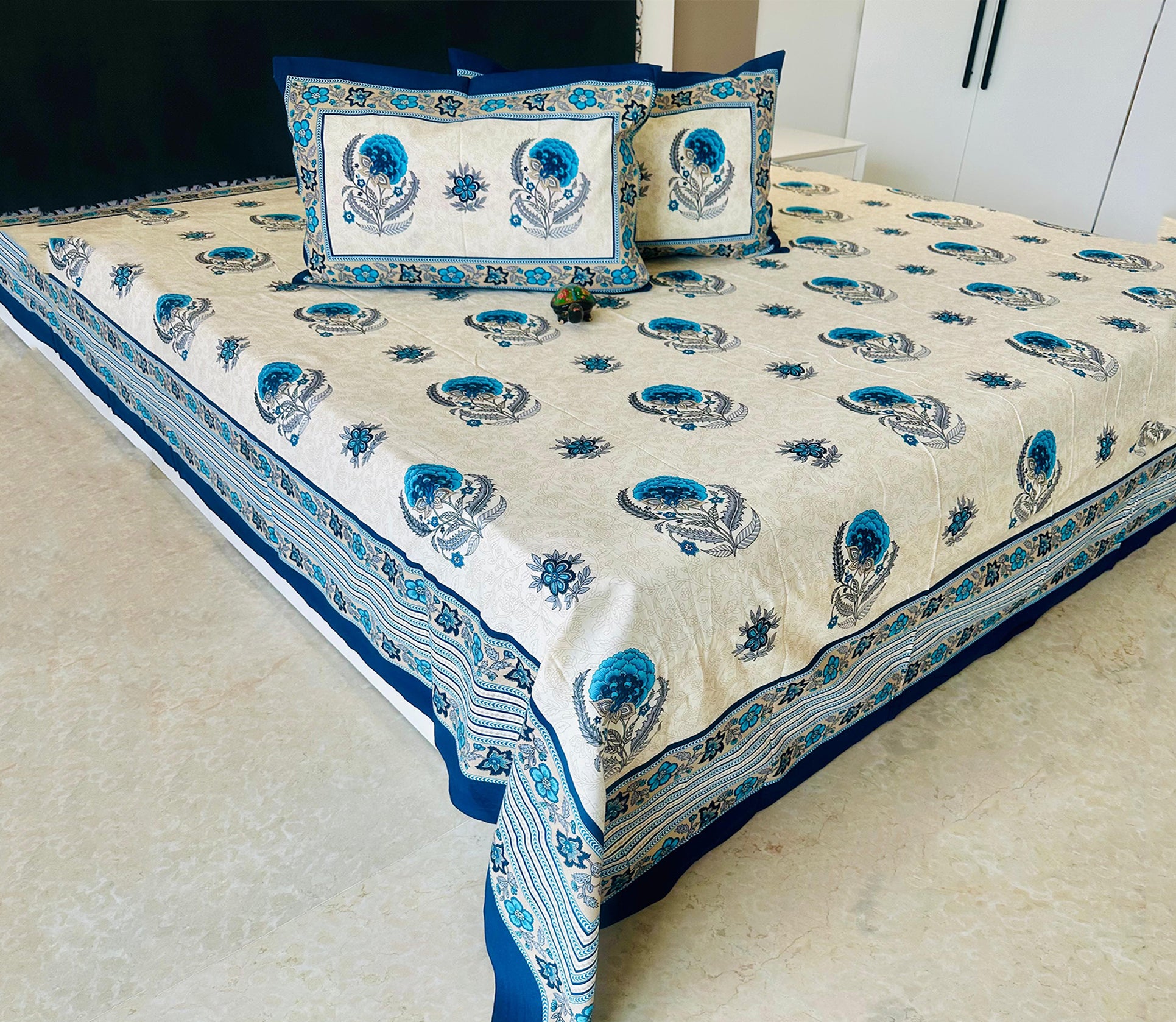 CloudLuxe  100% Cotton Double Bed Sheet Set – King Size