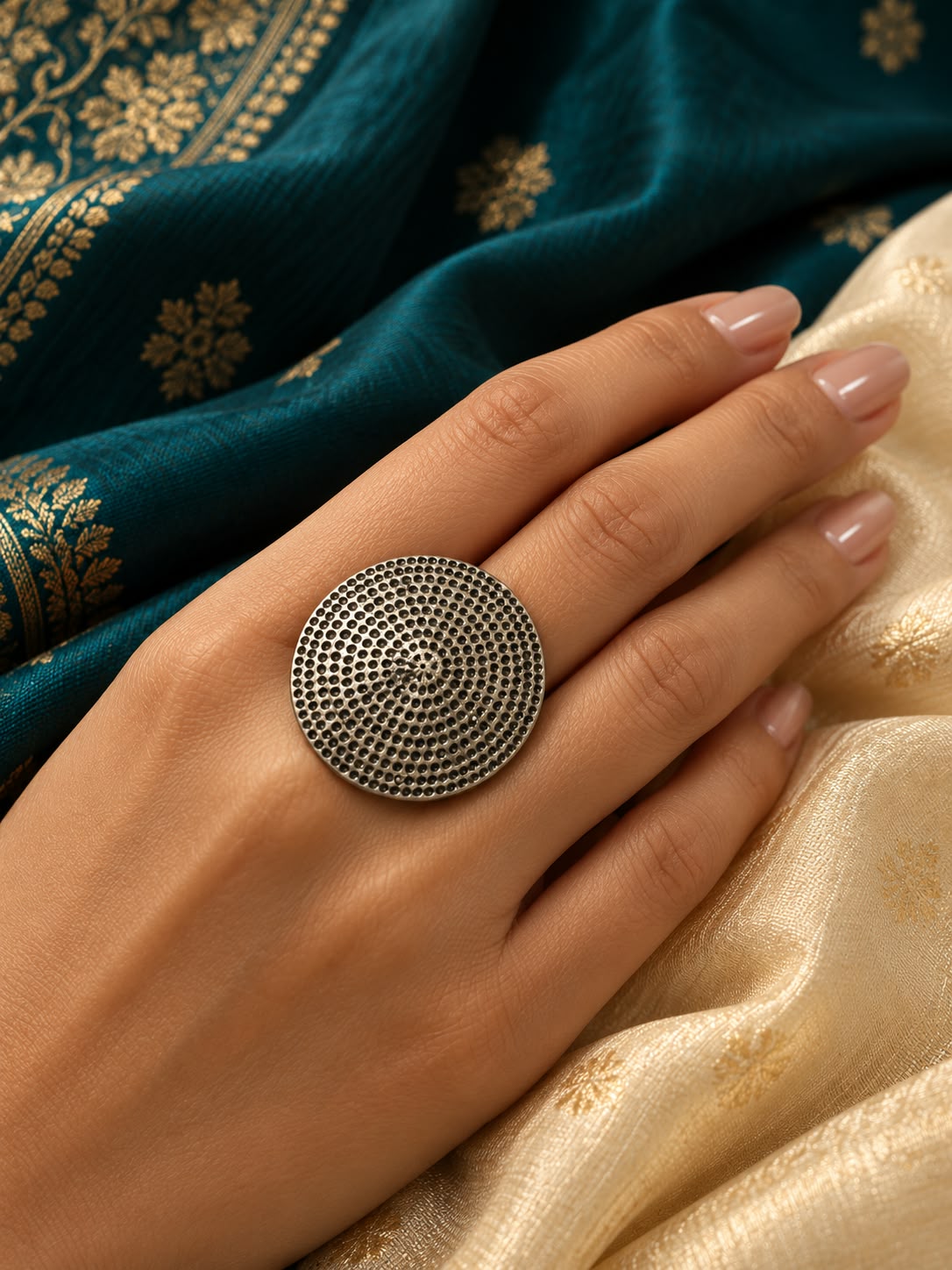 Oxidised Silver-Look Adjustable Ring