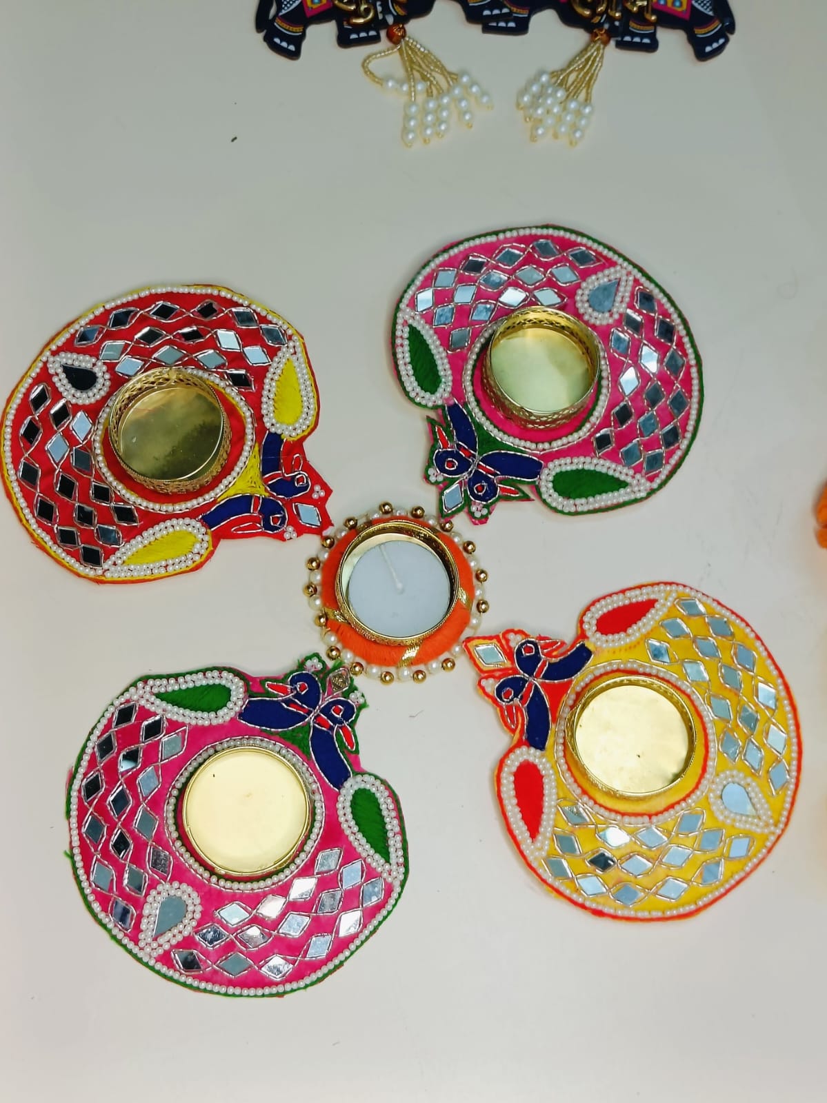 STARLIT DECORATIVE 5 DIYA SET [ With 5 WAX TEALIGHTS]