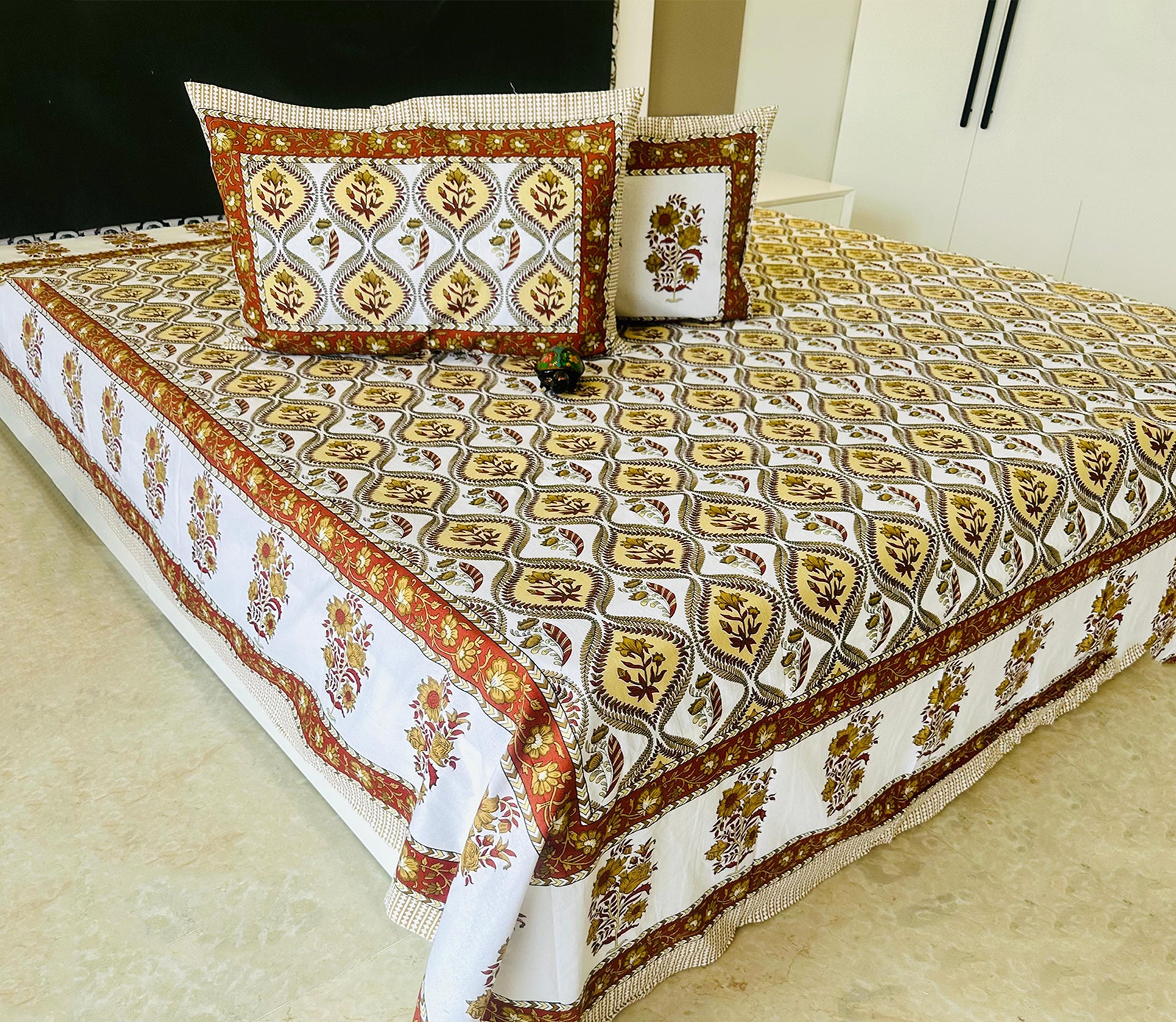 CloudLuxe  100% Cotton Double Bed Sheet Set – King Size