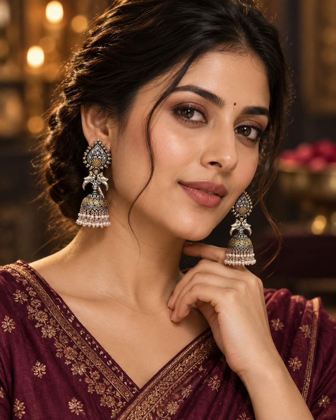 Silver 92.5 Shubhra Moti Jhumki Earring