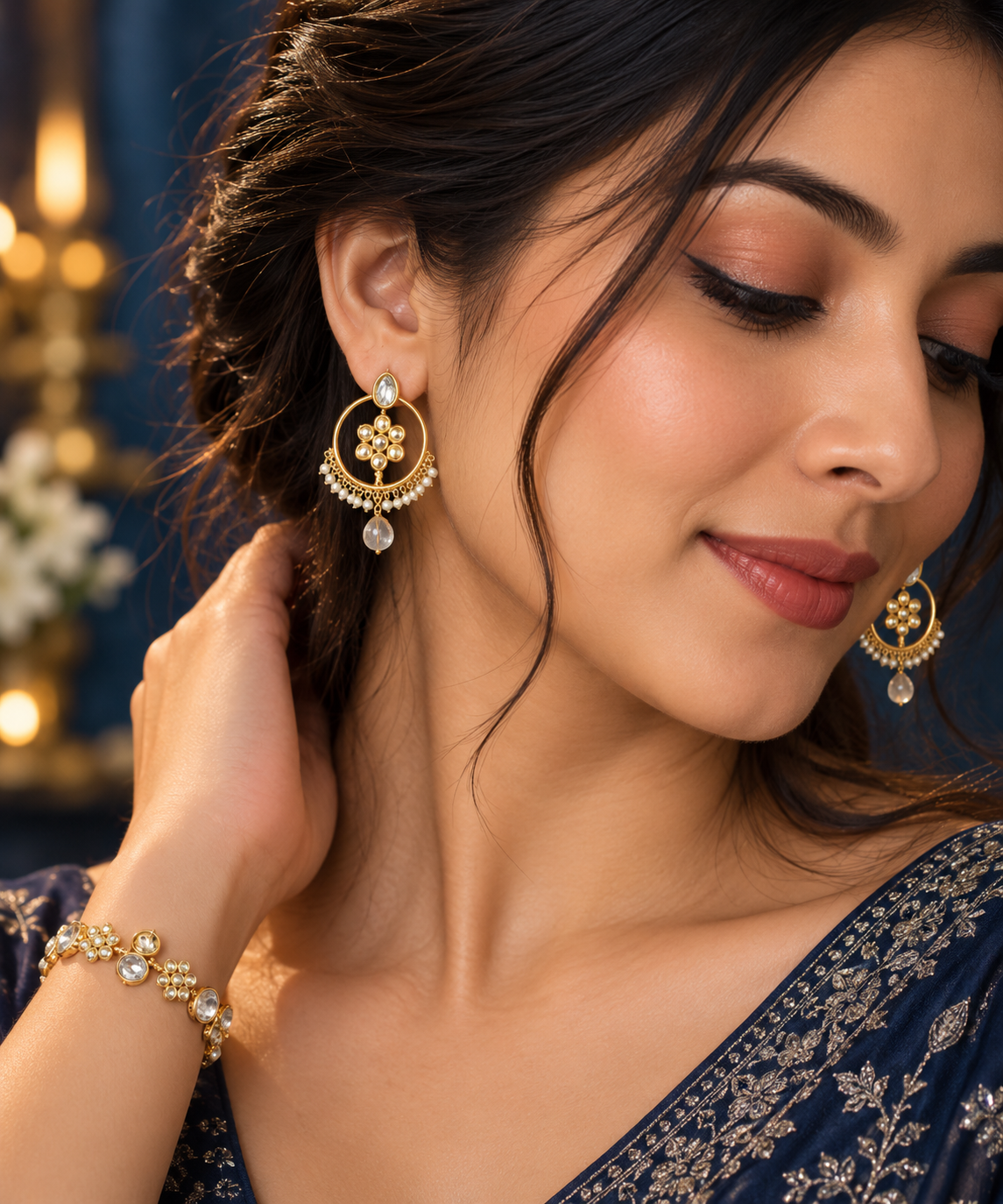 Arshiya Kundan Pachhi Earrings