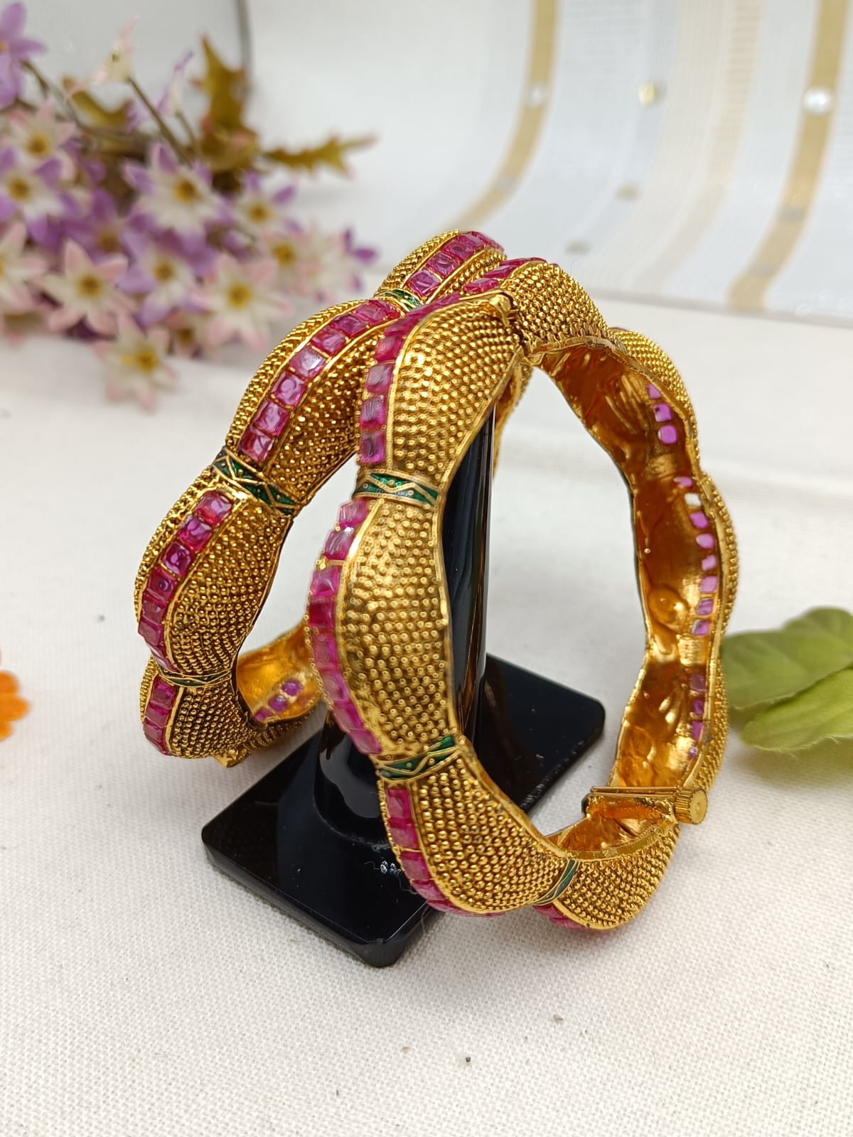 Suvarna Gold Plated Carved Bangle Set