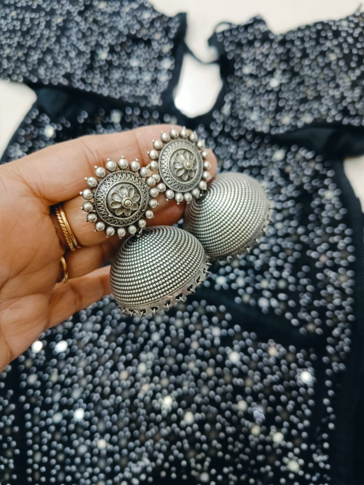 Surya Silver Look Alike Jhumka Earrings