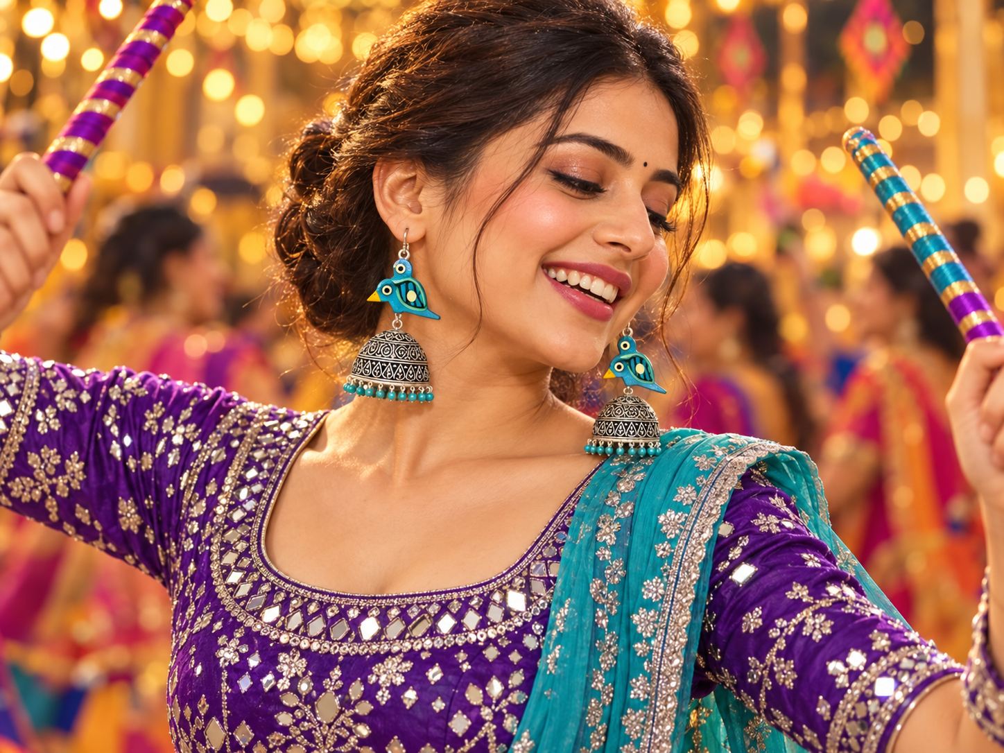 Rangeen Chidiya Silver Look Alike Jhumka Earrings