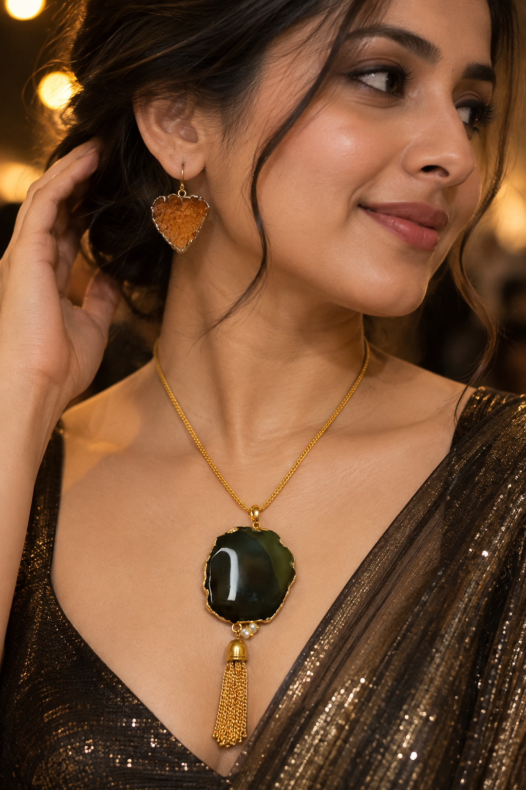 Alina Agate Druzy Pendant Set