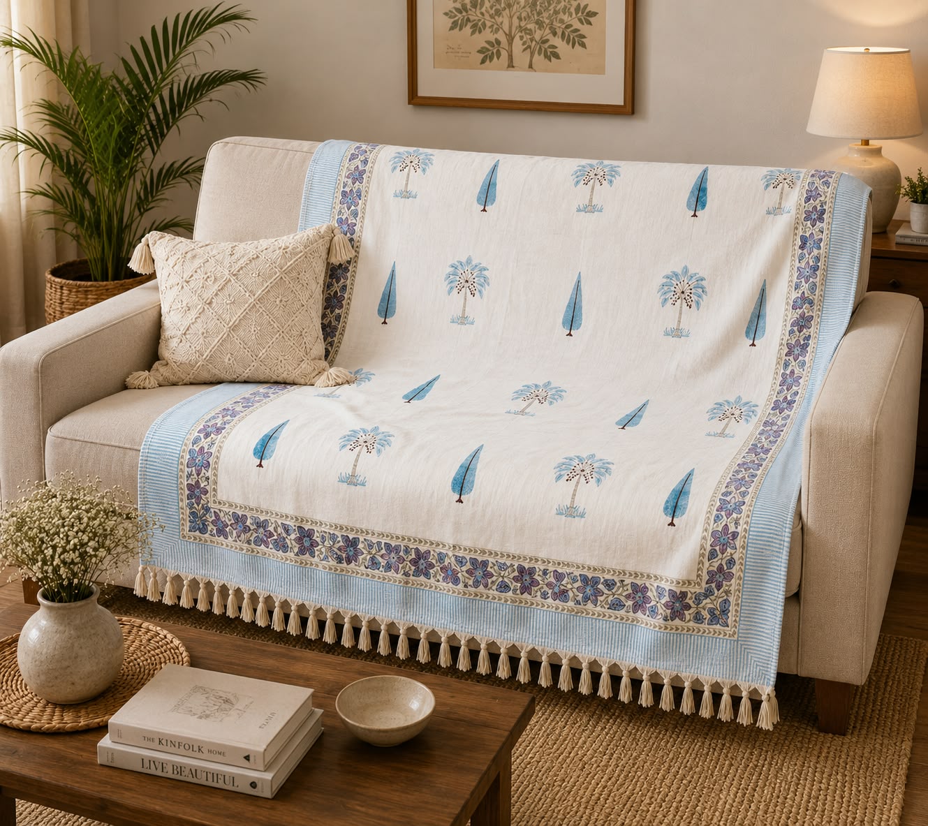 Natur Luxe 100% Pure Cotton Jute Sofa Throw