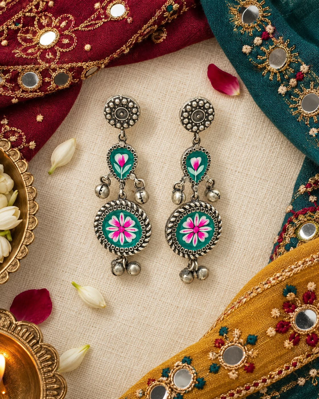 Rajtilak Meenakari Jhumki Earrings
