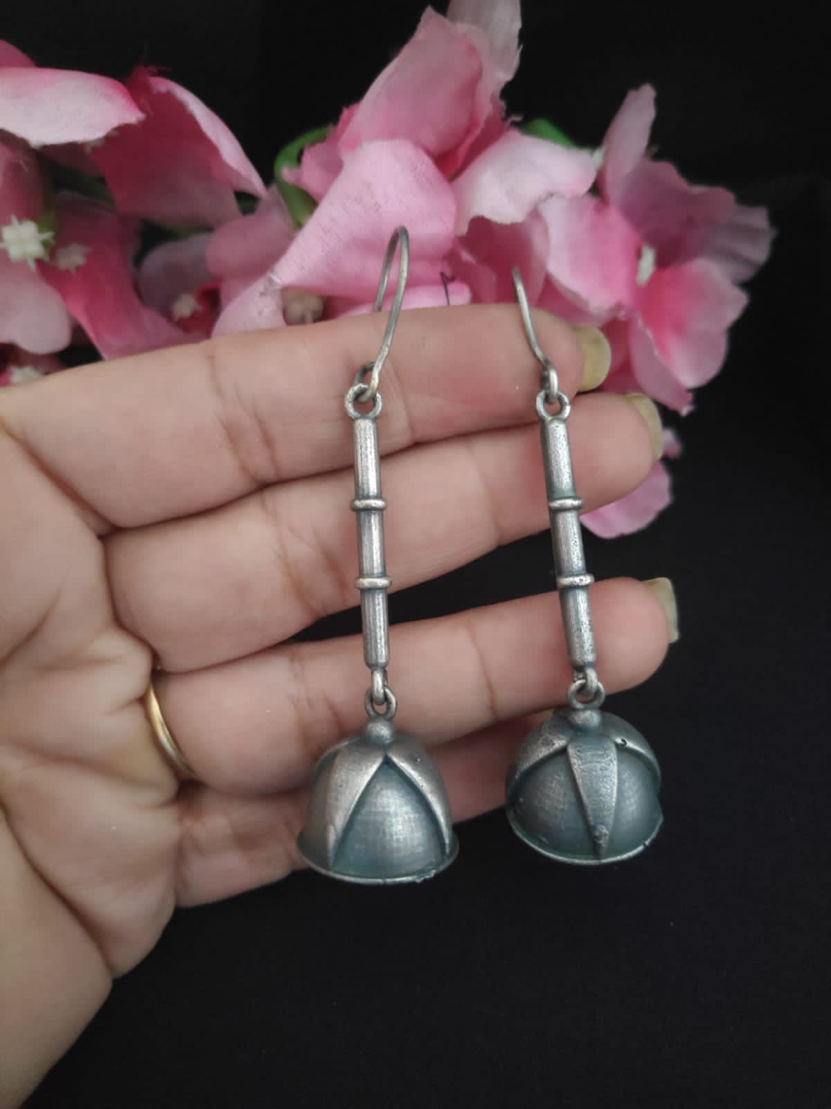 Ira Oxidized Jhumki Earrings