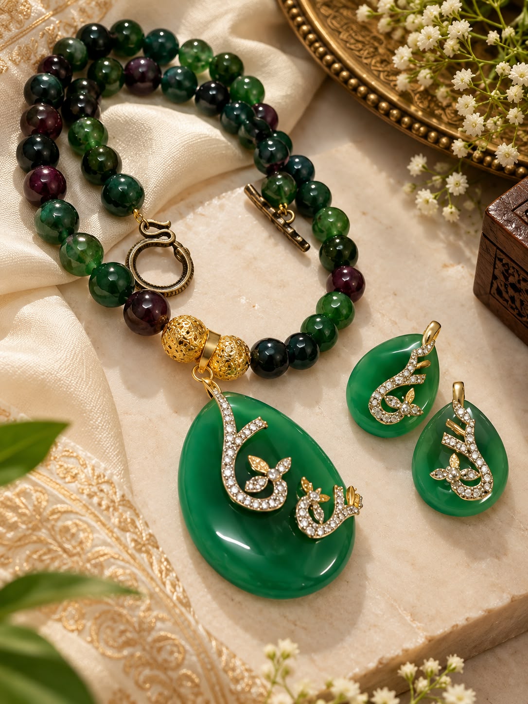Monalisa Stone set in Semi precious Mala