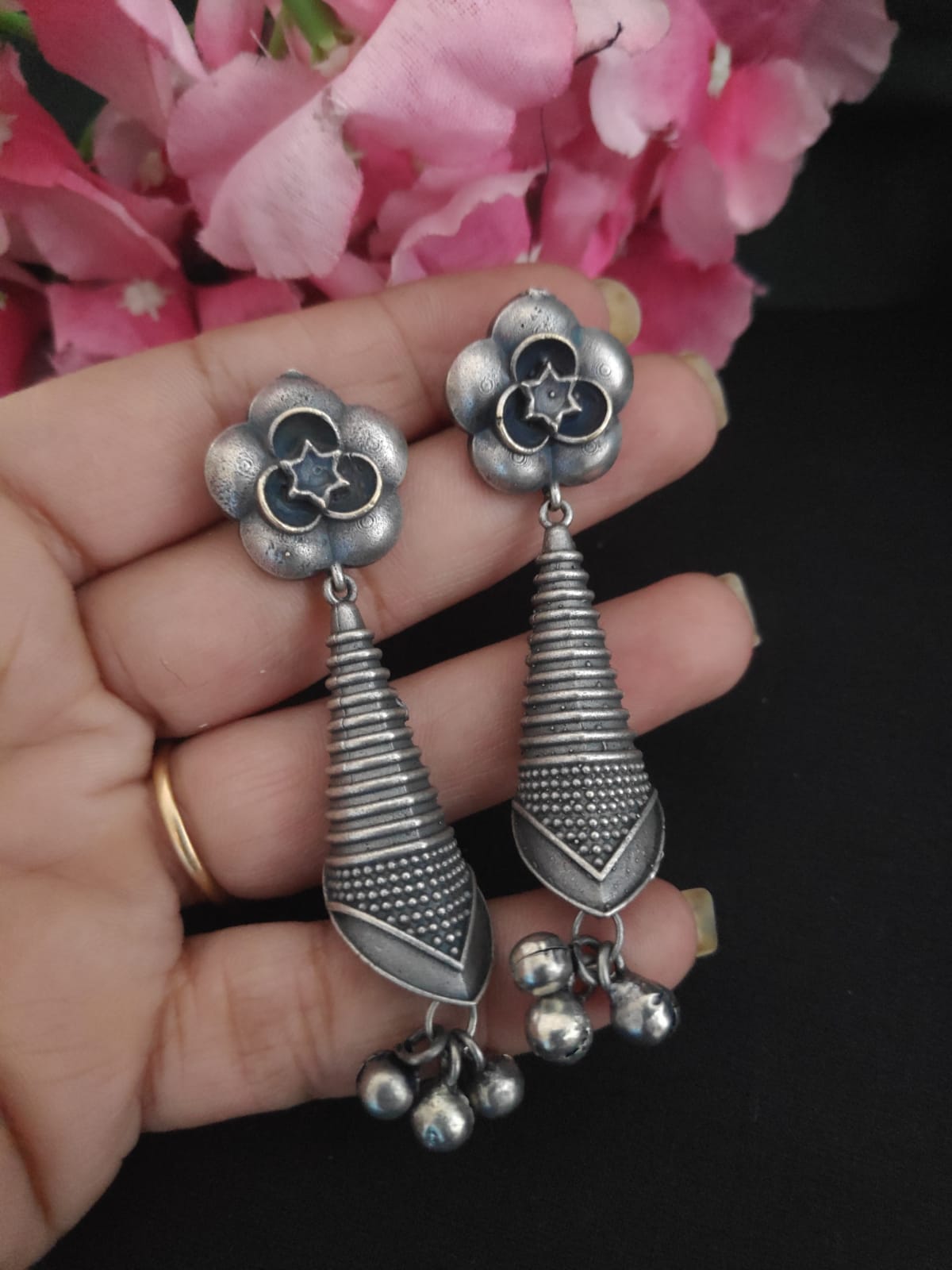 Nayra Oxidized Jhumki Earrings