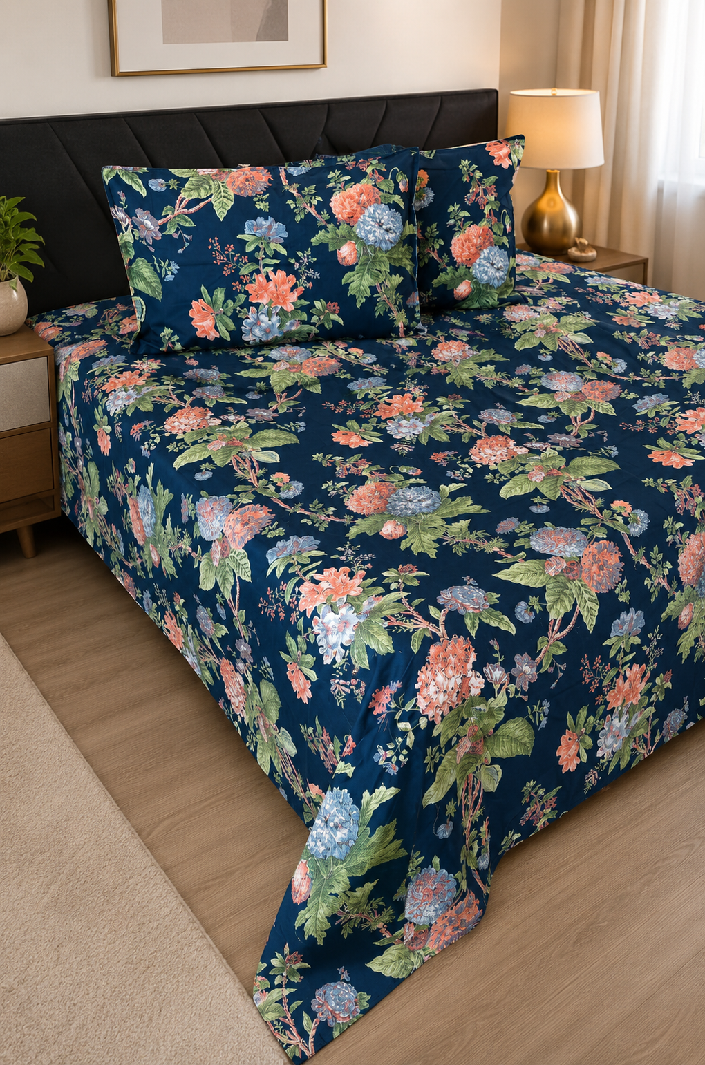 Nazaara Jumbo King Bedsheet Set |110x110 inches | 100% Cotton  •  Jumbo King Bedsheet Set |110x110 inches | 100% Cotton